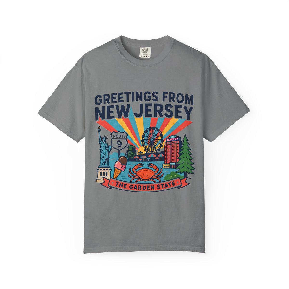 Camiseta «Saludos desde Nueva Jersey» | Diseño de postal del Estado Jardín de Nueva Jersey