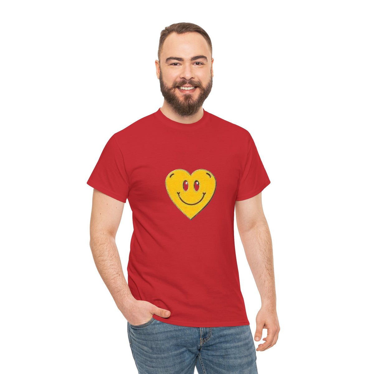 Yellow Smiley Heart Tee | Cute Happy Face Shirt, Retro Emojis