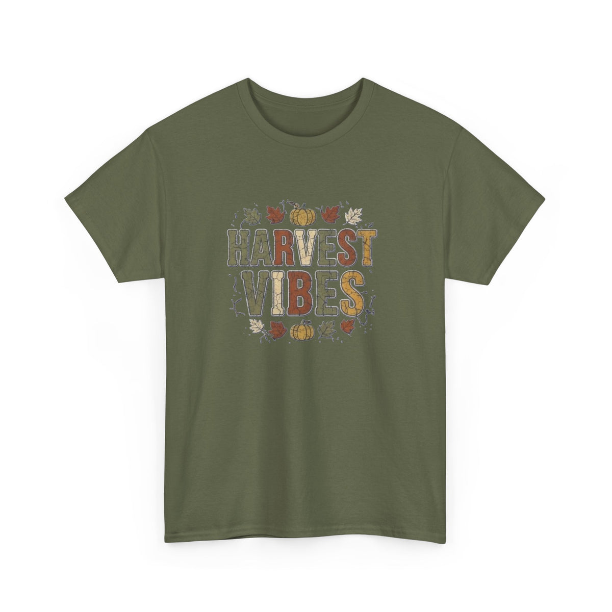 T-shirt "Harvest Vibes" | Haut à typographie automnale avec citrouilles et feuilles d'automne