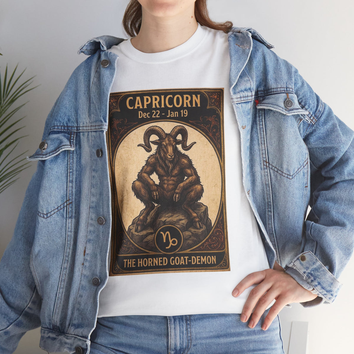 Capricorn Horned Goat Demon T-Shirt | Halloween Zodiac - Astrology Poster Design