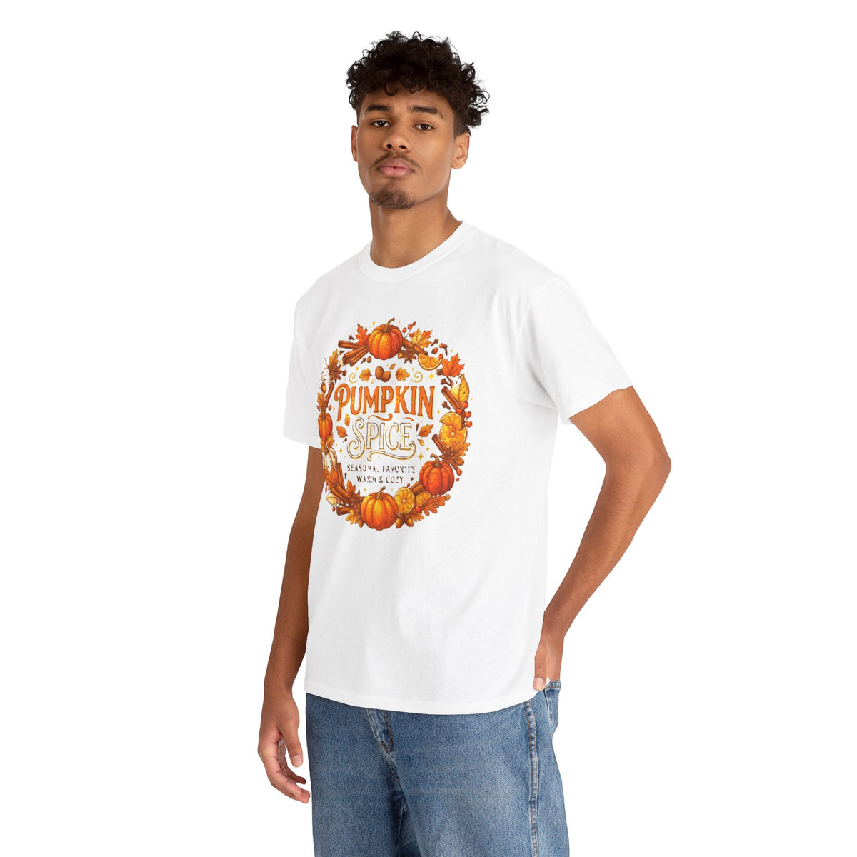Pumpkin Spice Wreath Tee | Fall Pumpkin Autumn Leaves Shirt