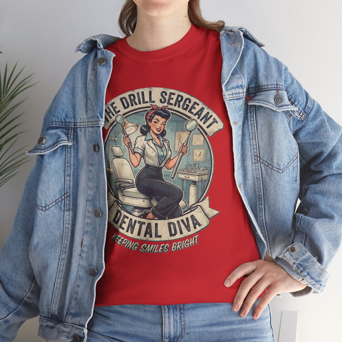 Drill Sergeant Dental Diva T-Shirt | Retro Pinup Dentist Graphic