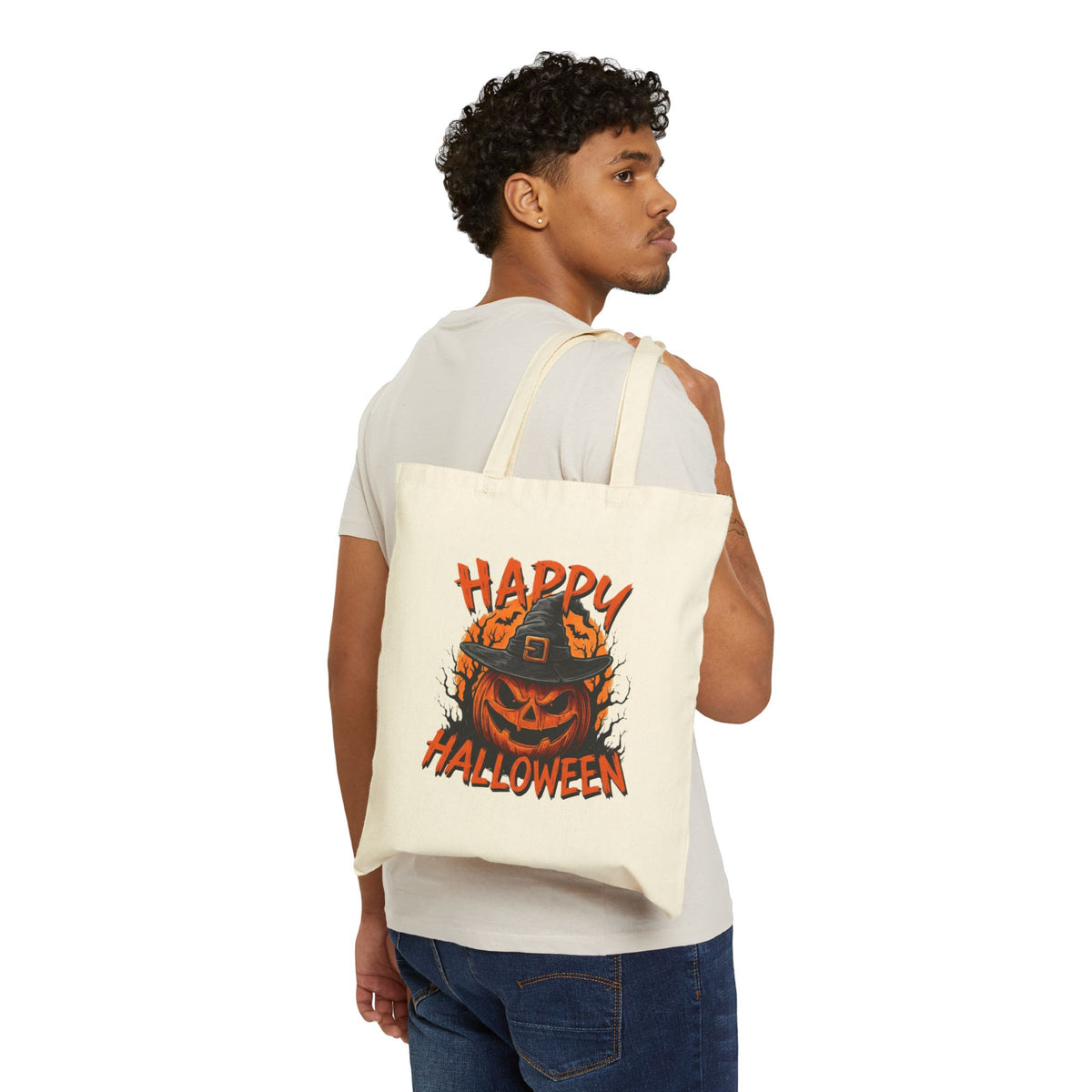 Happy Halloween Trick or Treat Cotton Canvas Tote Bag