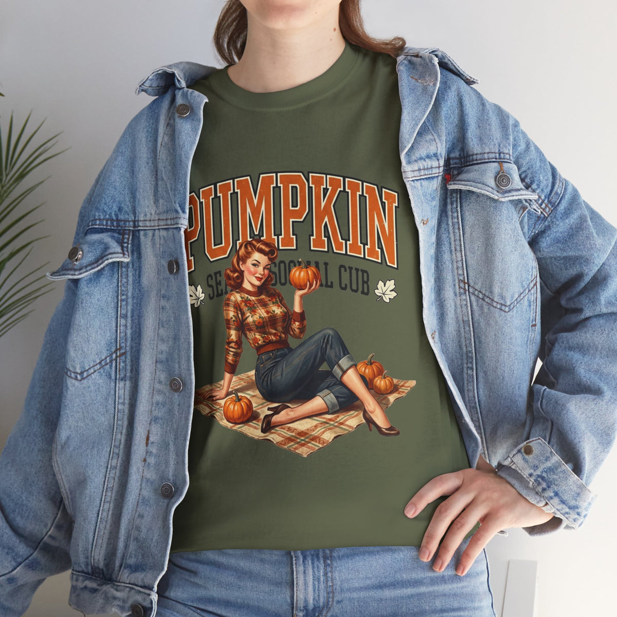 Pumpkin Seasonal Pinup Tee | Fall Pumpkin Patch Retro Graphic