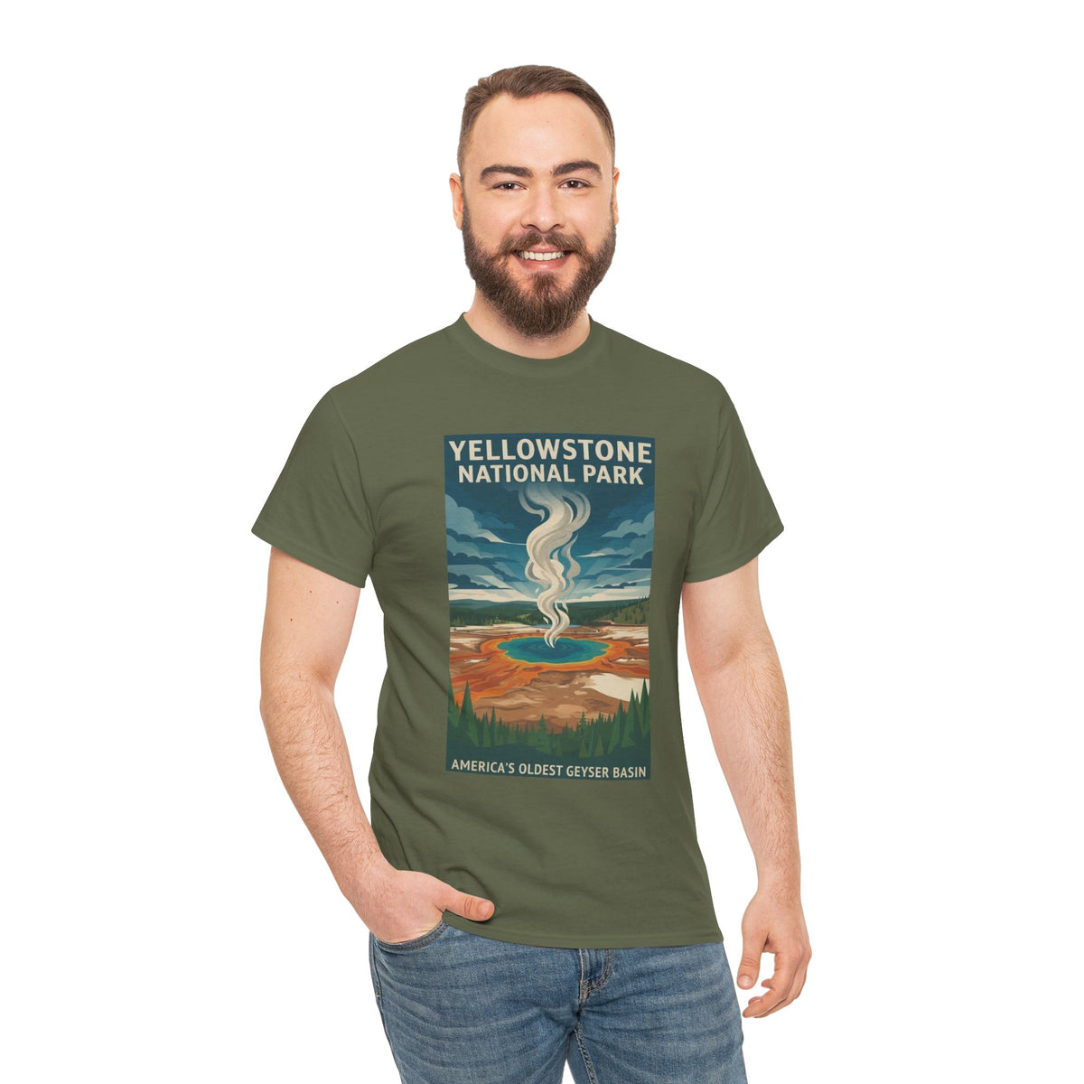 Camiseta con póster de géiser del Parque Nacional de Yellowstone | Camiseta de viaje a parques nacionales