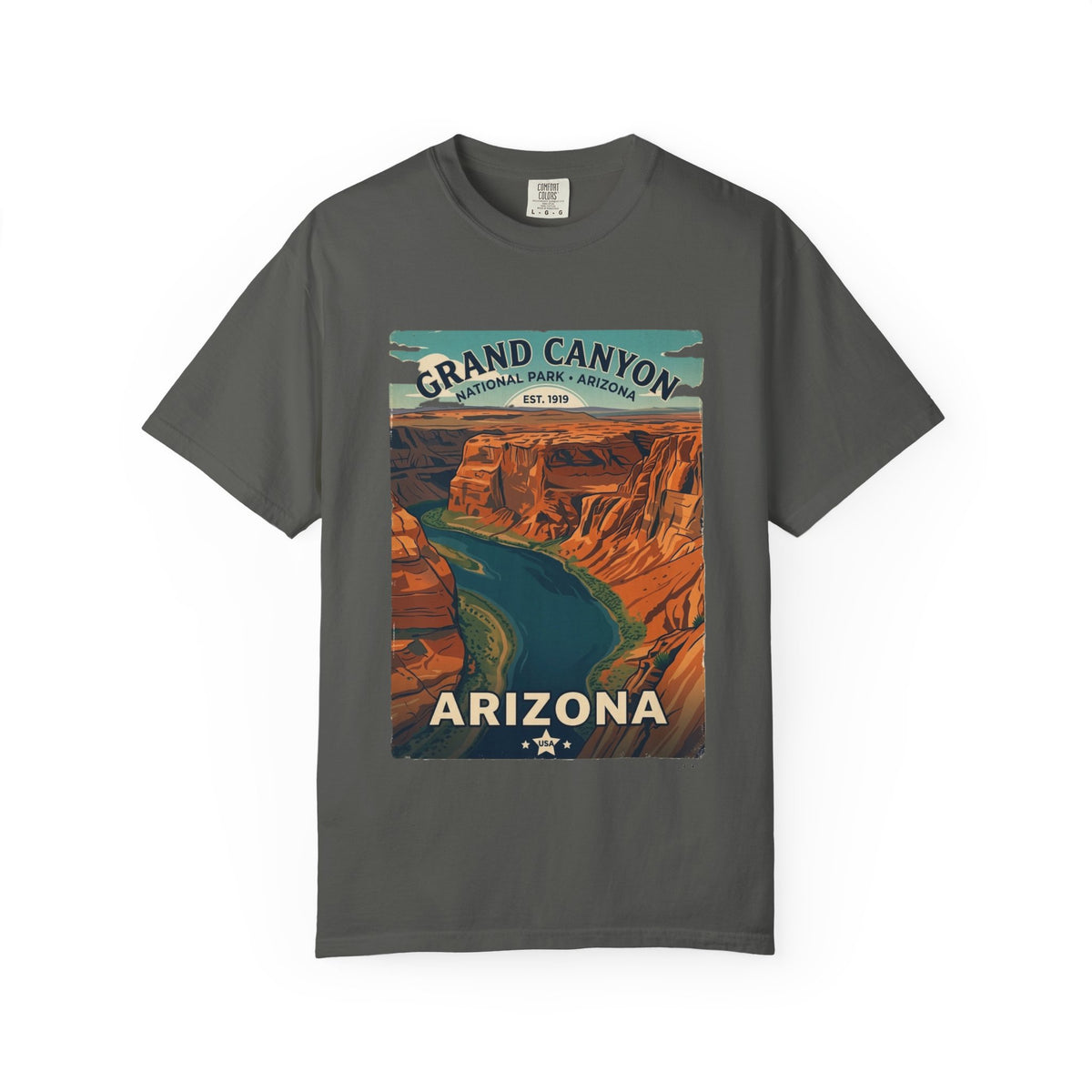 T-shirt style affiche Grand Canyon Arizona | T-shirt canyon et rivière panoramique