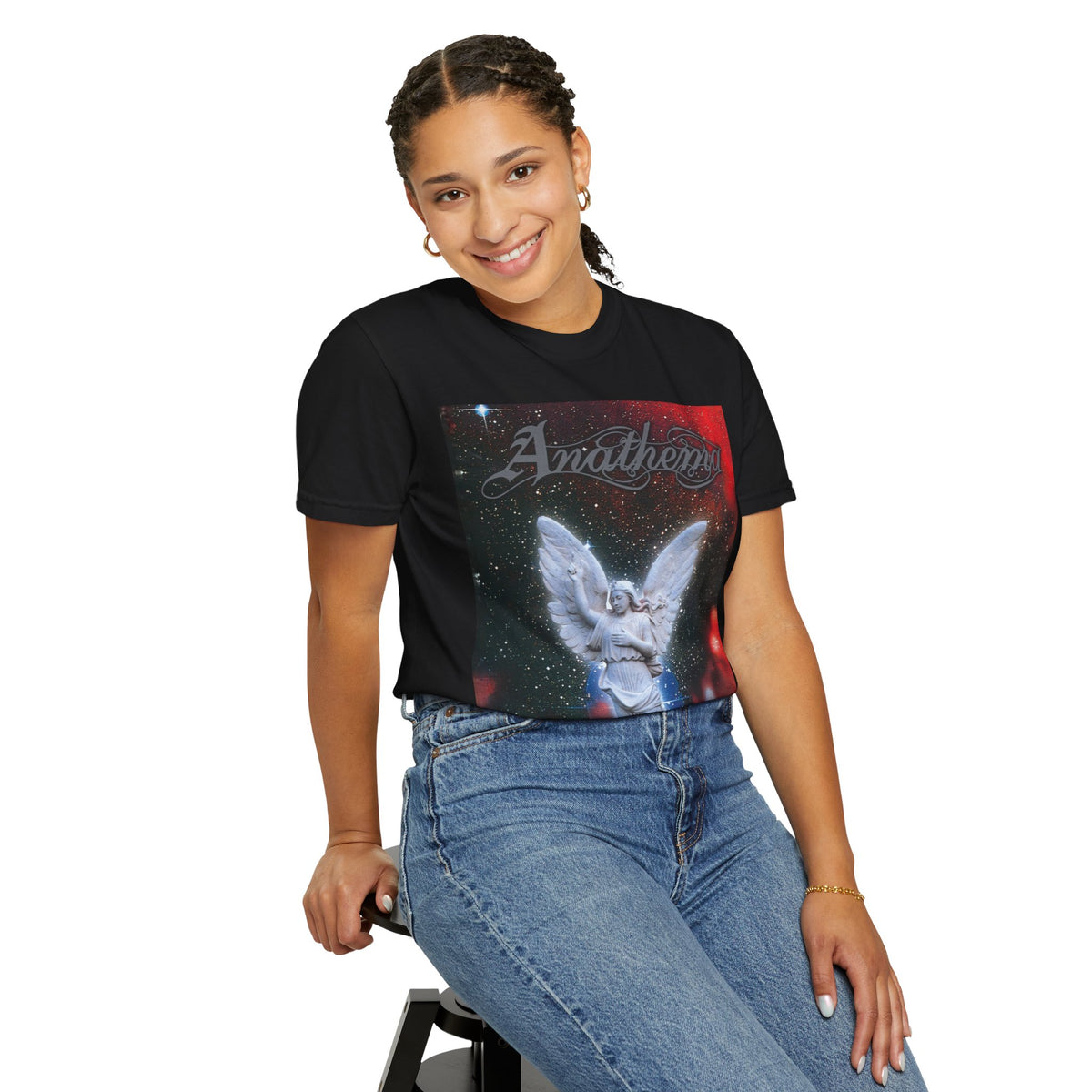 T-shirt graphique Anathema Angel | Design cosmique de statue d'ange