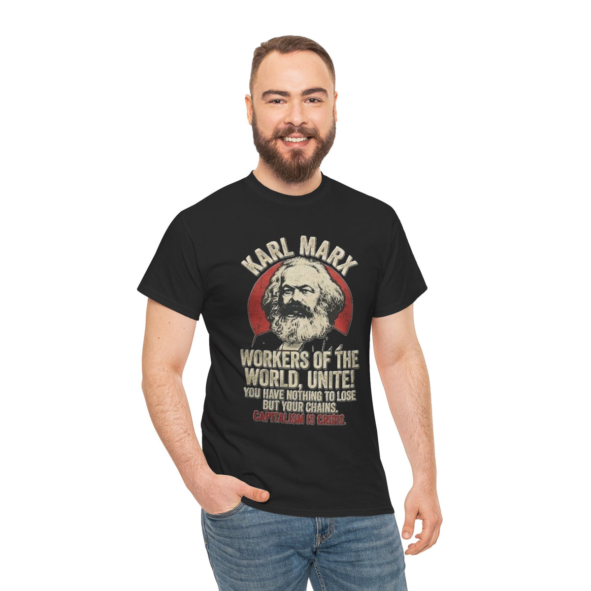 T-shirt avec portrait de Karl Marx et inscription « Prolétaires de tous les pays, unissez-vous » | T-shirt politique