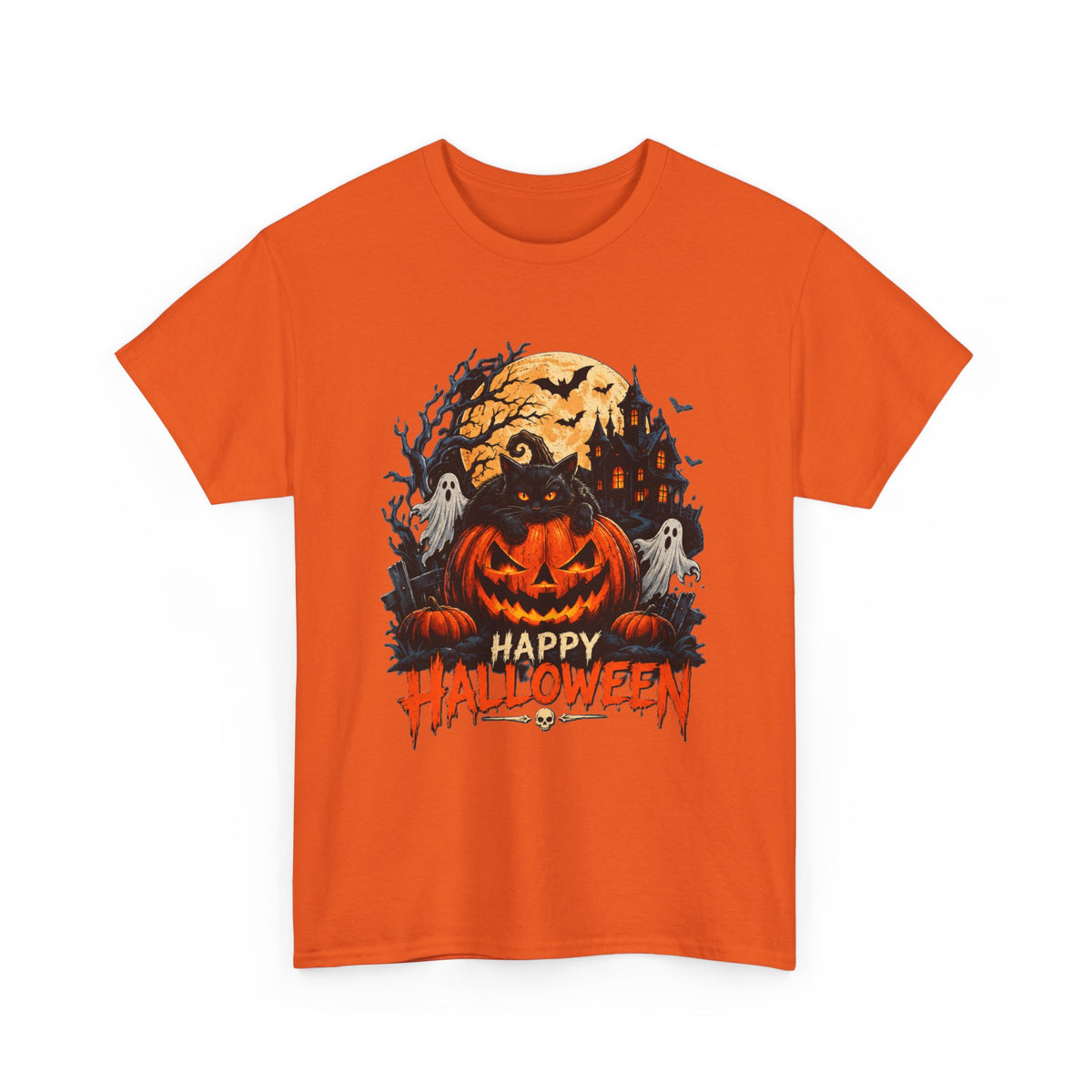 Camiseta de Halloween con calabaza Jack-o'-Lantern | Fantasmas espeluznantes, luna llena