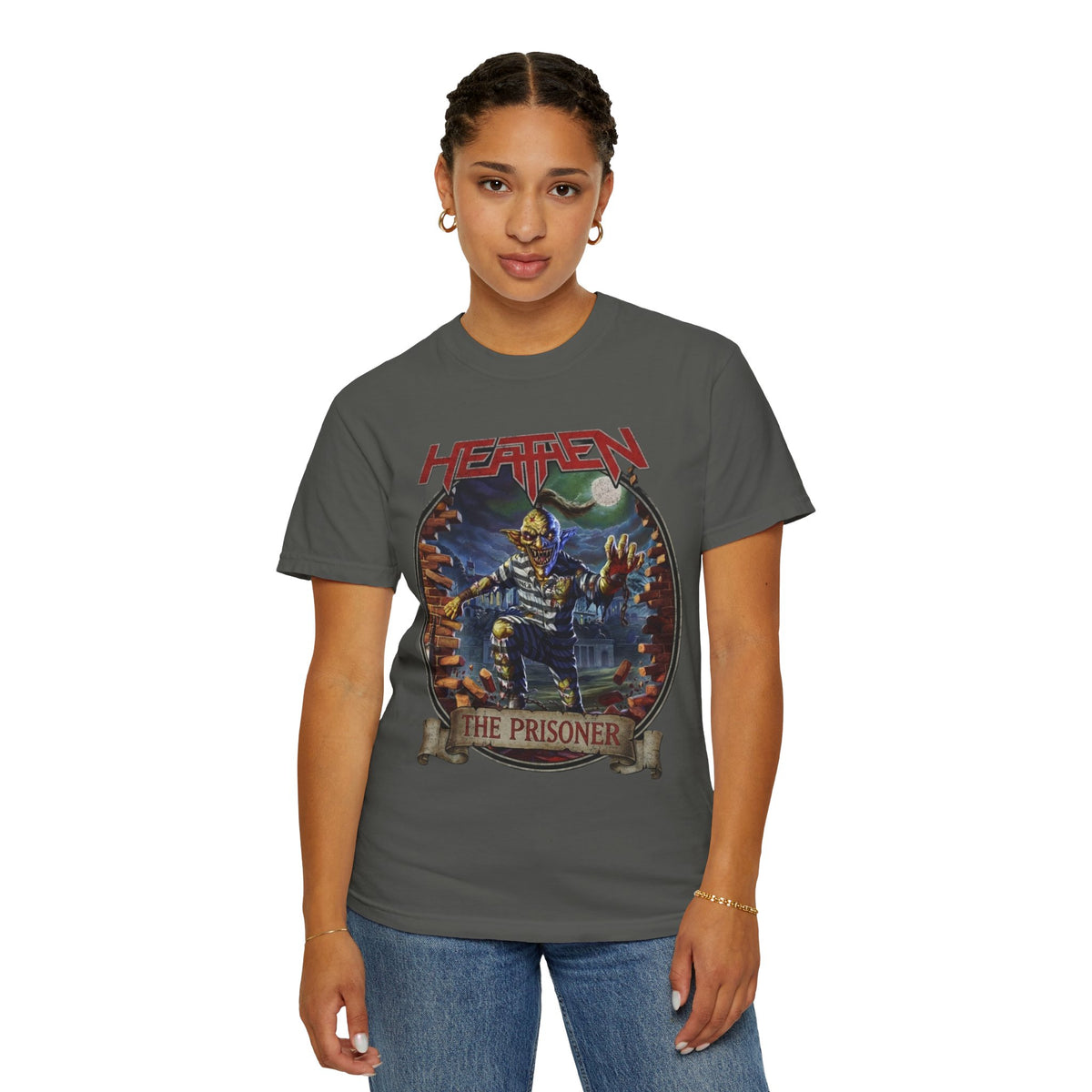 T-shirt avec pochette de l'album The Prisoner de Heathen | T-shirt graphique de groupe de Heavy Metal