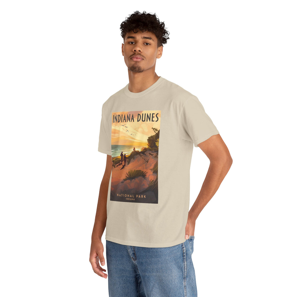 Camiseta de póster vintage del atardecer en el Parque Nacional Indiana Dunes | Camiseta de naturaleza de parques nacionales
