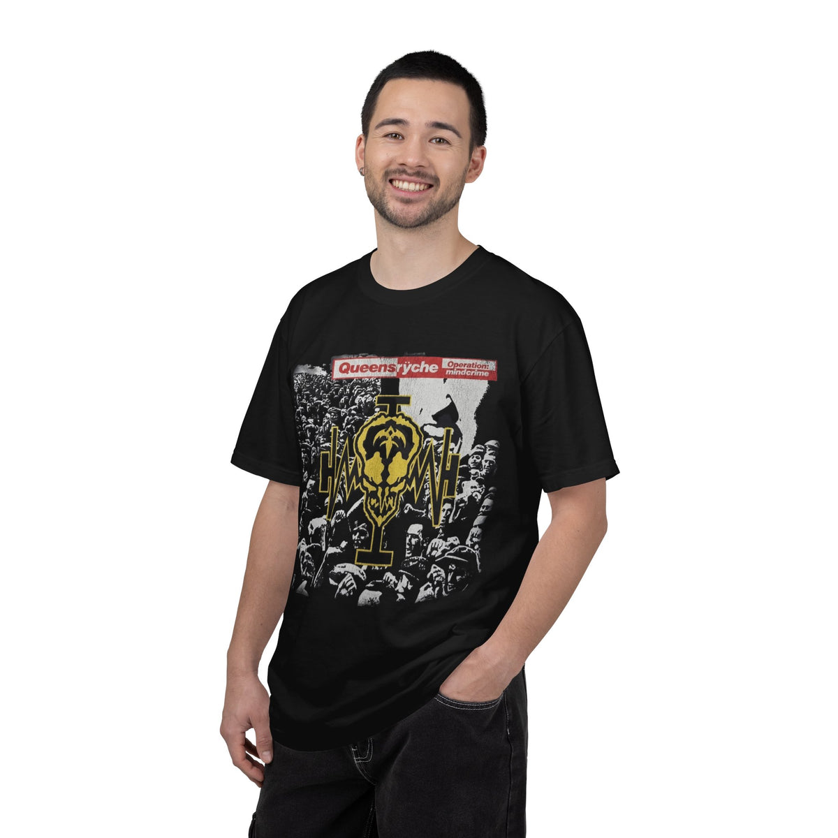 Camiseta gráfica Operation Mindcrime de Queensrÿche | Diseño de logo de banda con público