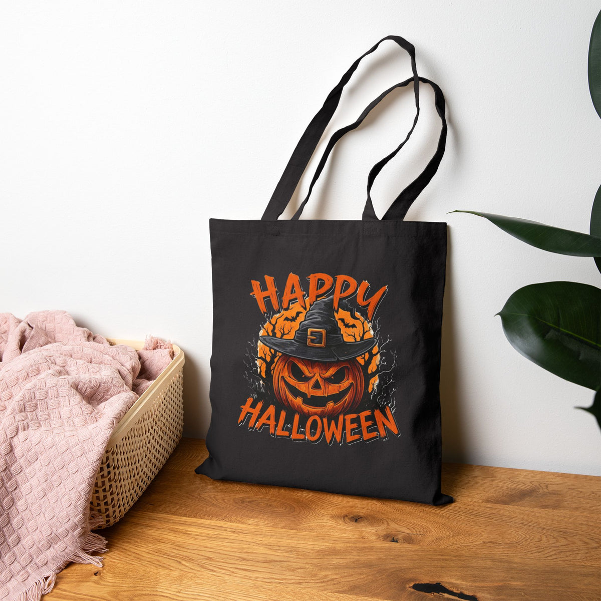 Happy Halloween Trick or Treat Cotton Canvas Tote Bag