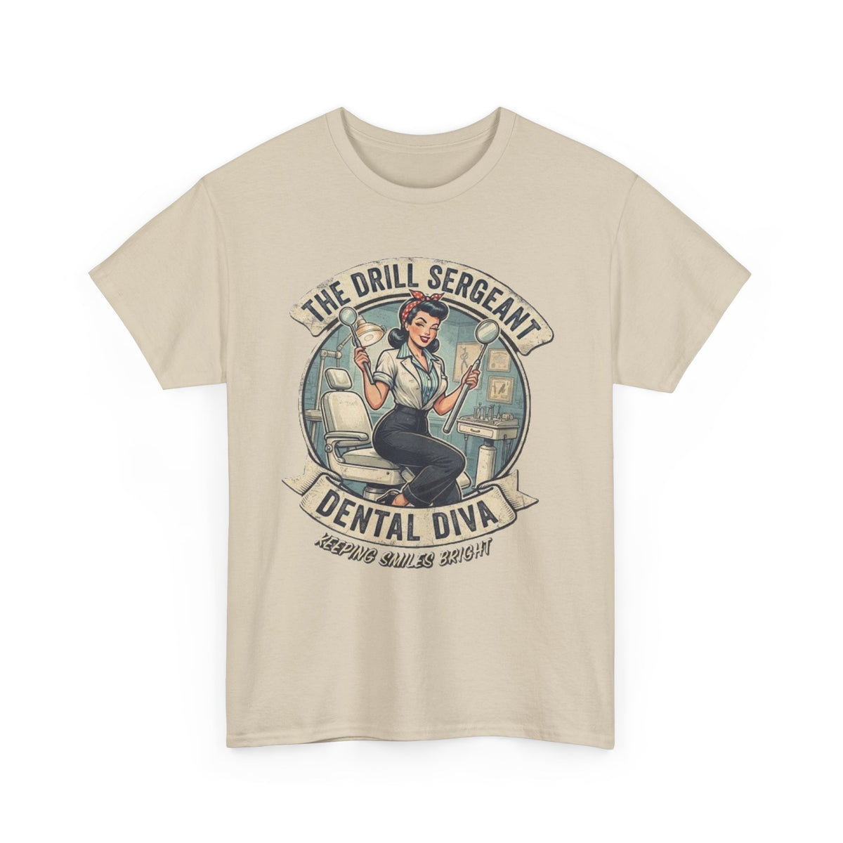 Drill Sergeant Dental Diva T-Shirt | Retro Pinup Dentist Graphic