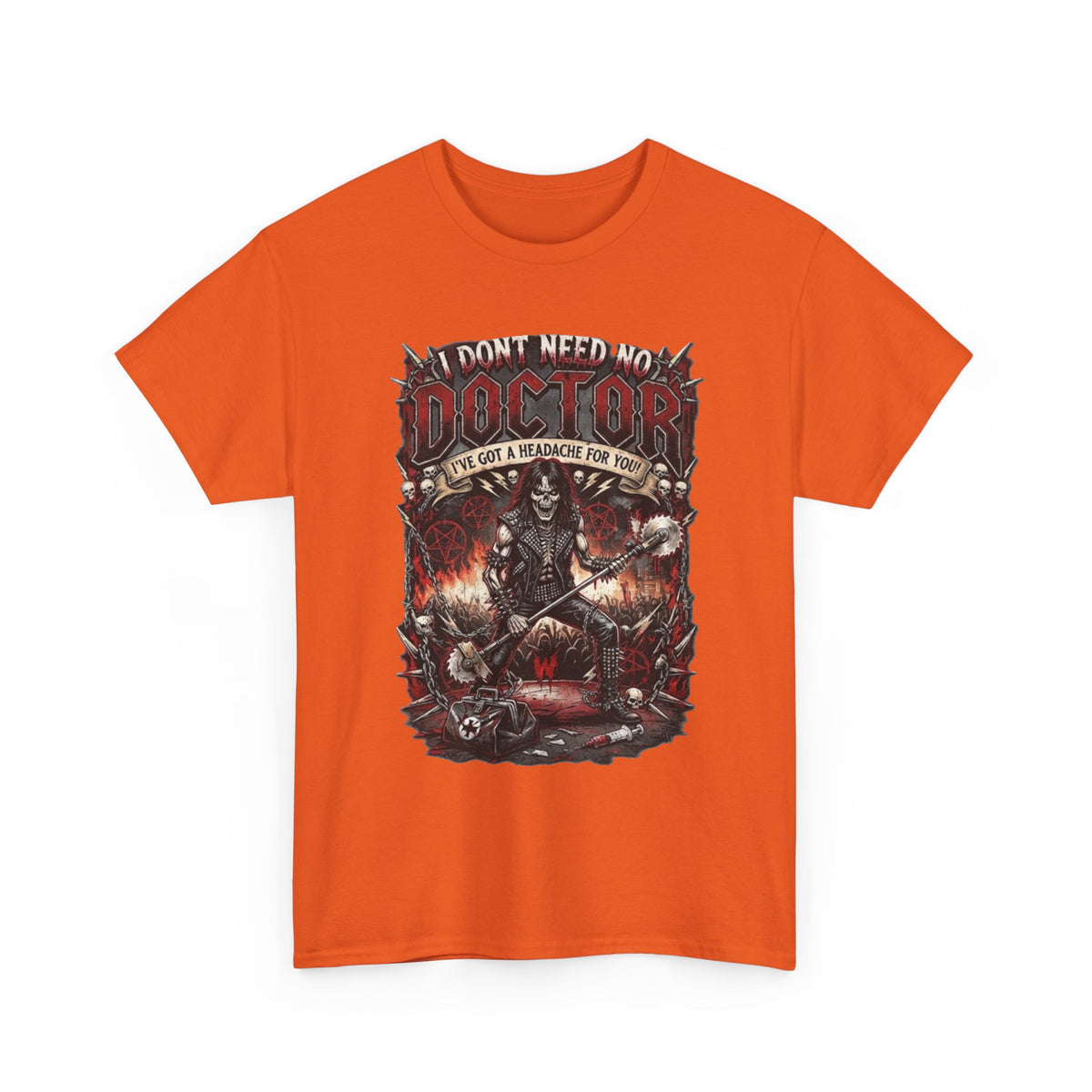 T-shirt illustration I Don't Need No Doctor | Thème médical horreur gothique