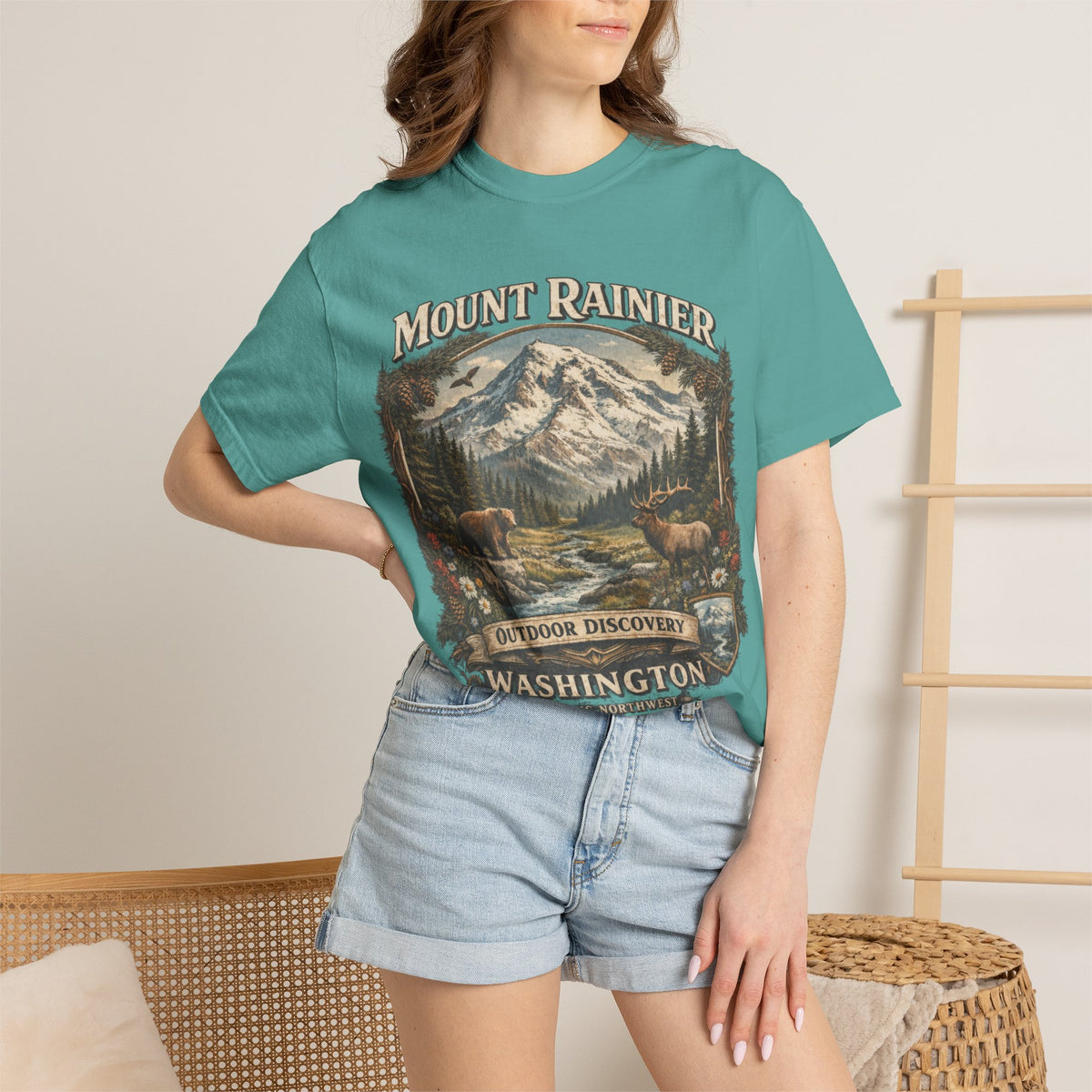 Camiseta del Monte Rainier, playera Comfort Colors de la naturaleza de Washington