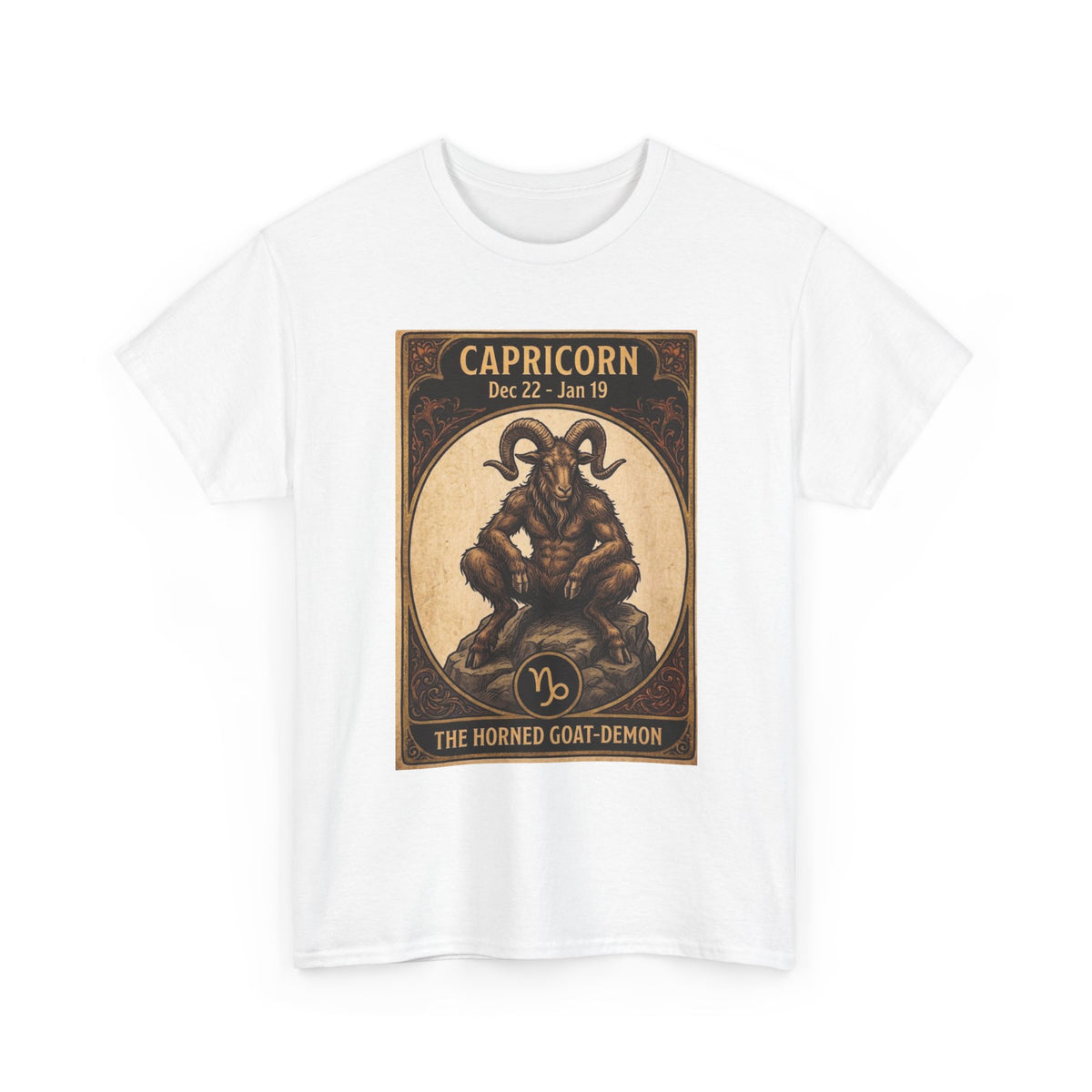 Capricorn Horned Goat Demon T-Shirt | Halloween Zodiac - Astrology Poster Design