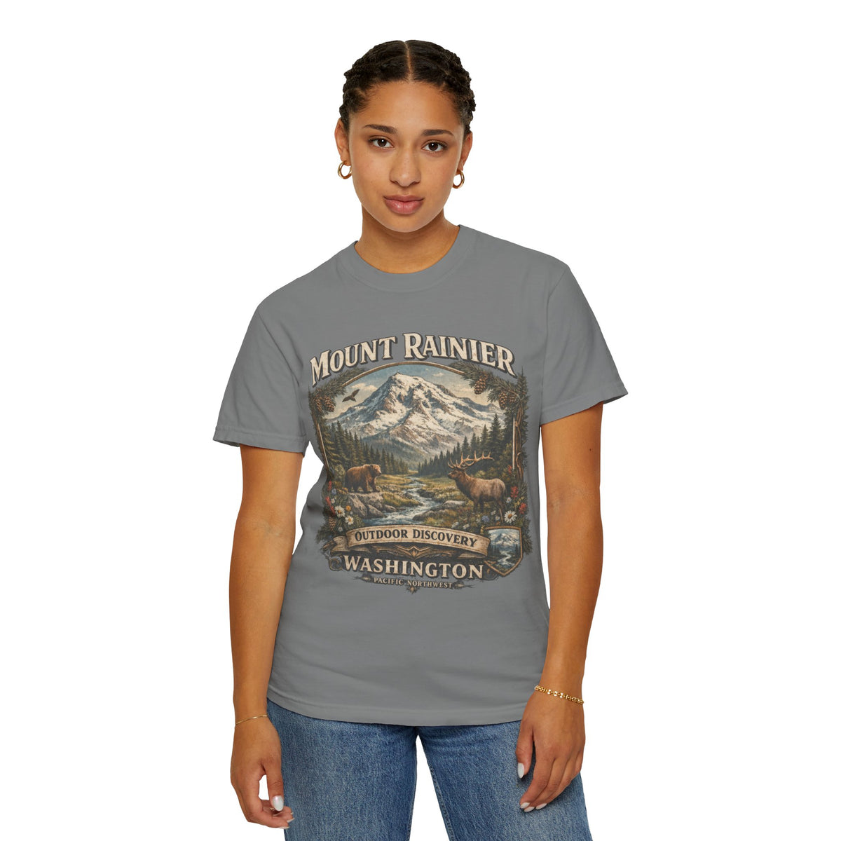 Camiseta del Monte Rainier, playera Comfort Colors de la naturaleza de Washington