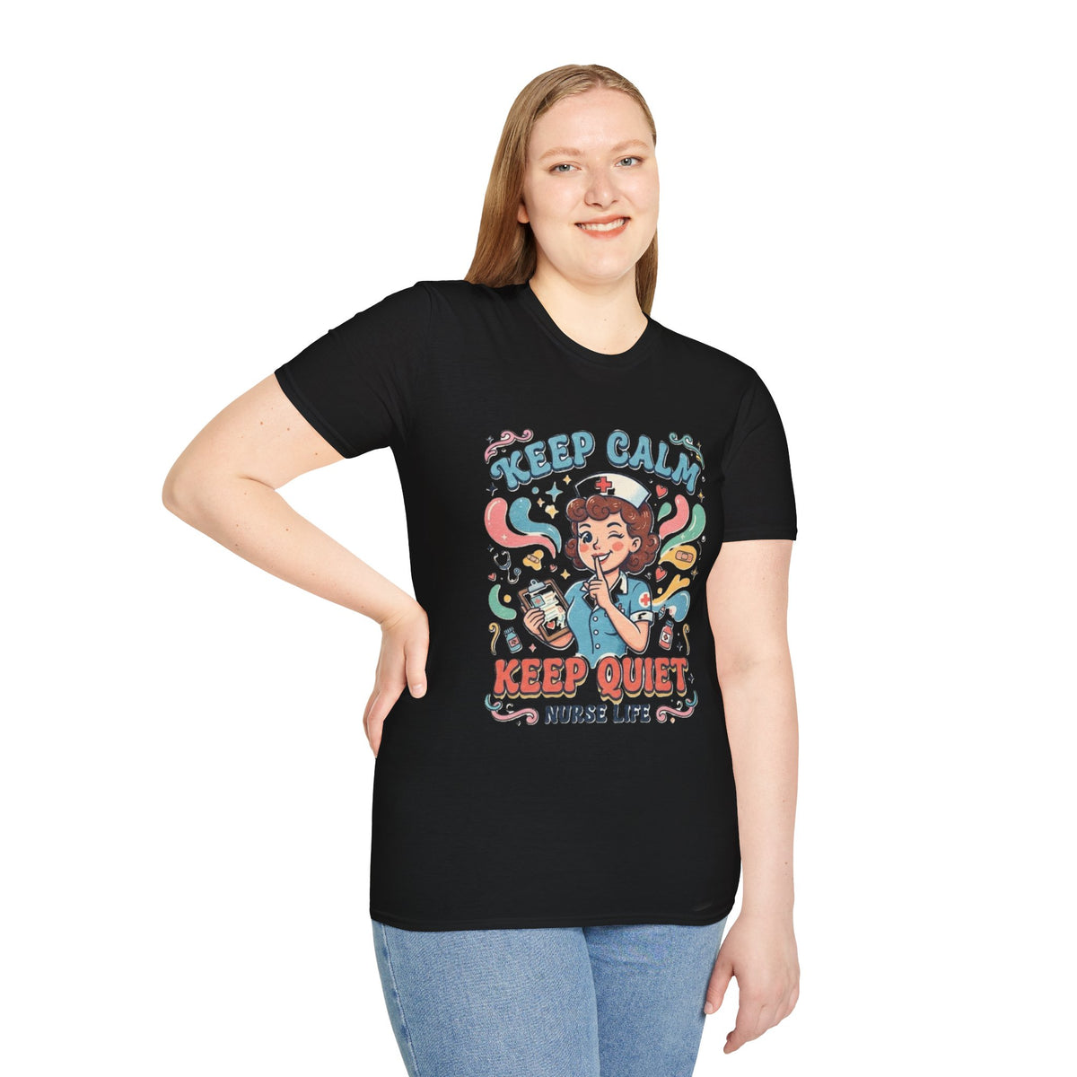 Keep Calm Keep Quiet Nurse Life T-Shirt | Nurse Illustration Tee