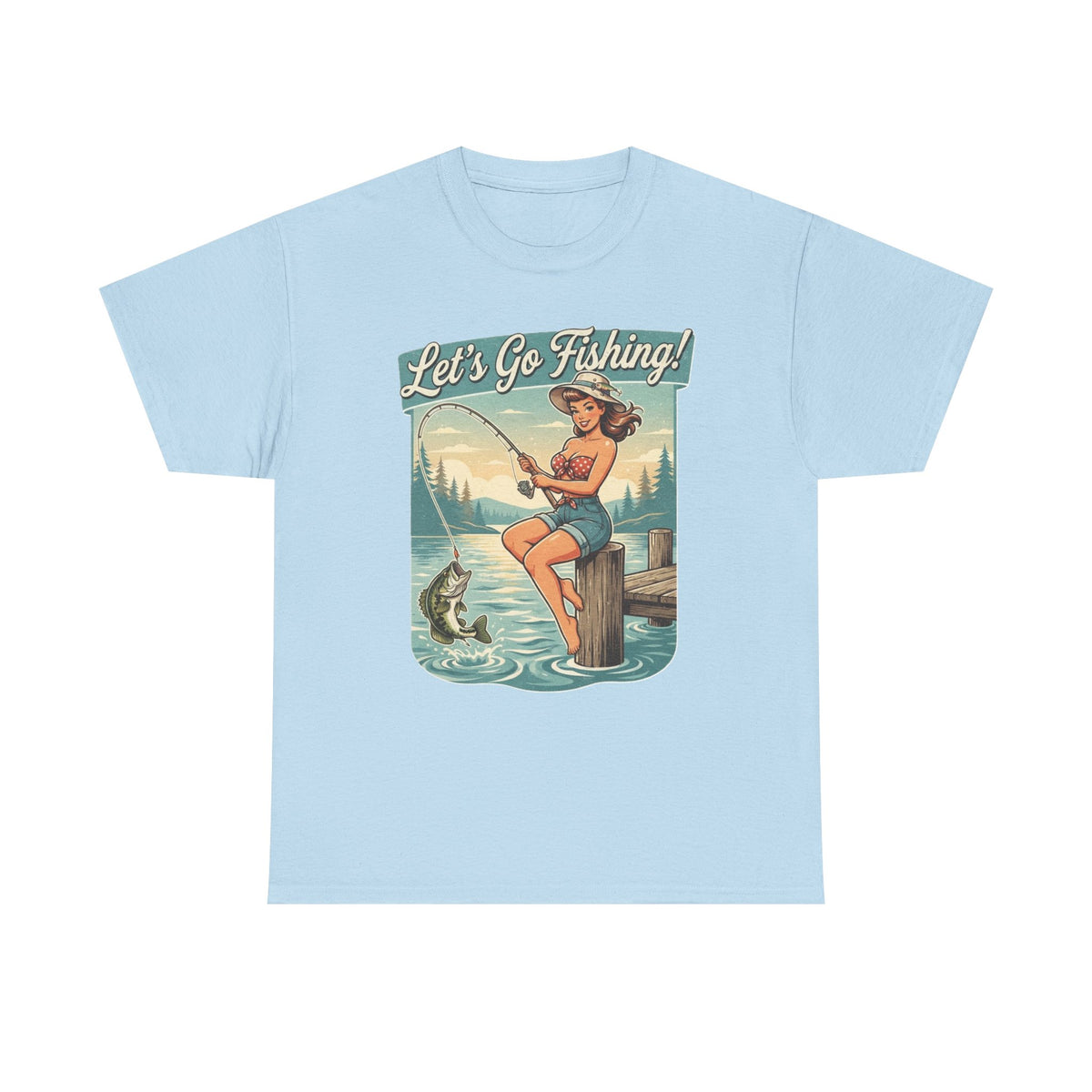 Let's Go Fishing Vintage Angler Graphic T-Shirt