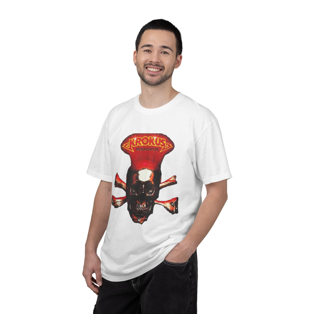 T-shirt Krokus tête de mort avec tibias croisés | T-shirt vintage de groupe de rock