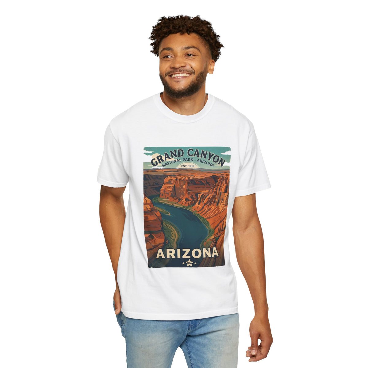 T-shirt style affiche Grand Canyon Arizona | T-shirt canyon et rivière panoramique