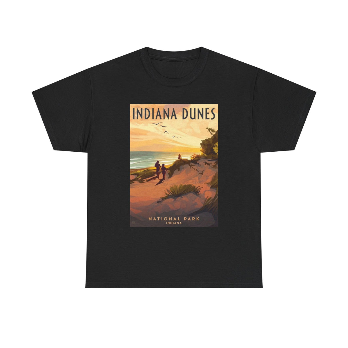 Camiseta de póster vintage del atardecer en el Parque Nacional Indiana Dunes | Camiseta de naturaleza de parques nacionales