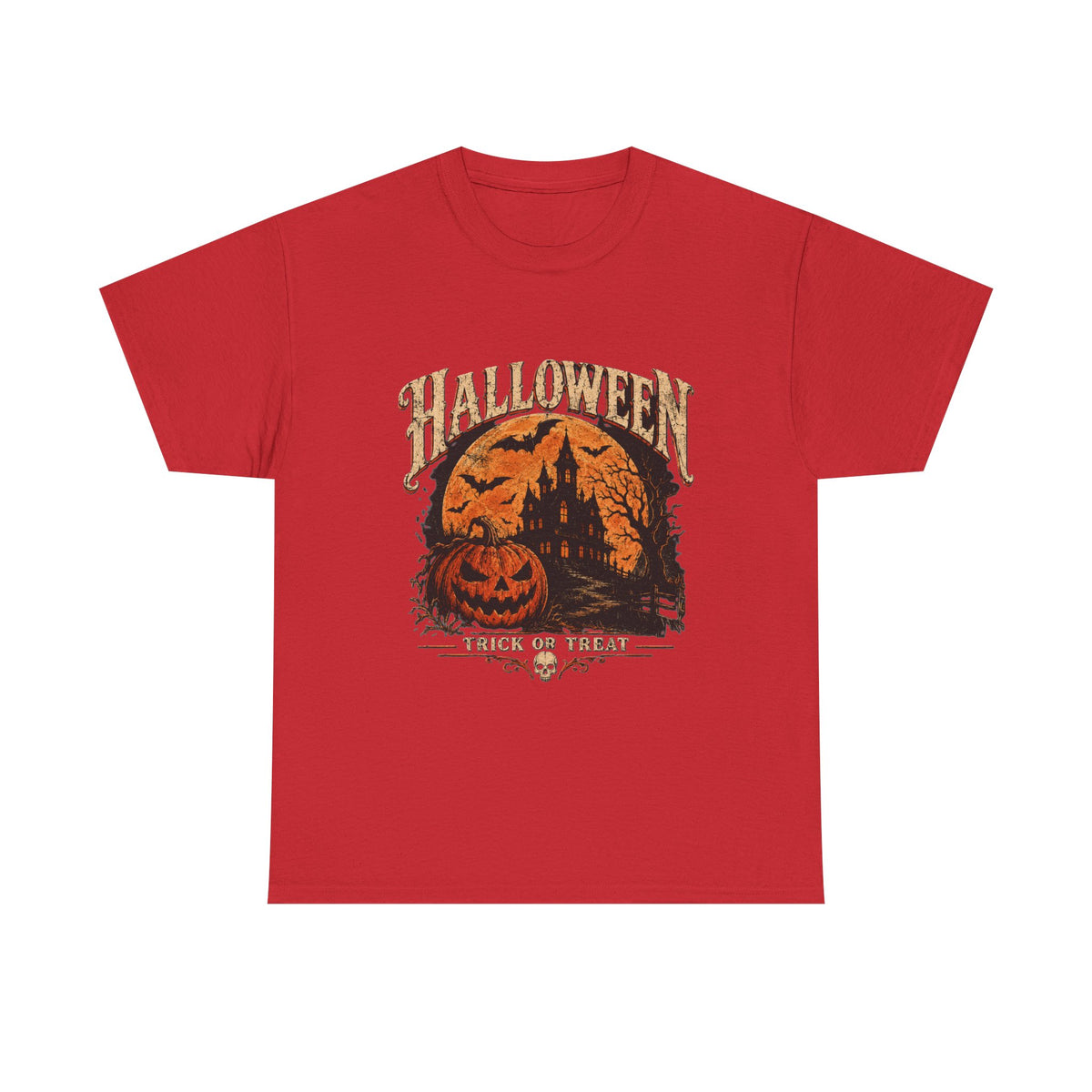 T-shirt vintage avec scène de citrouille d'Halloween | Graphisme rétro « Trick or Treat »