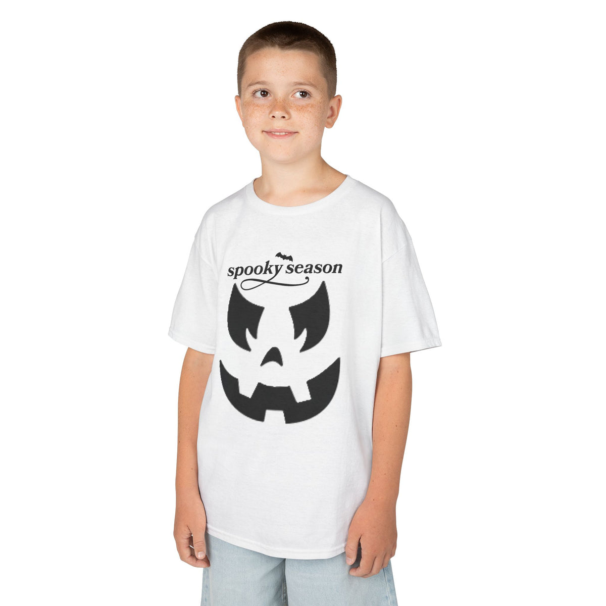 Spooky Season Pumpkin Face Kids Tee | Halloween Jack-o'-Lantern Shirt