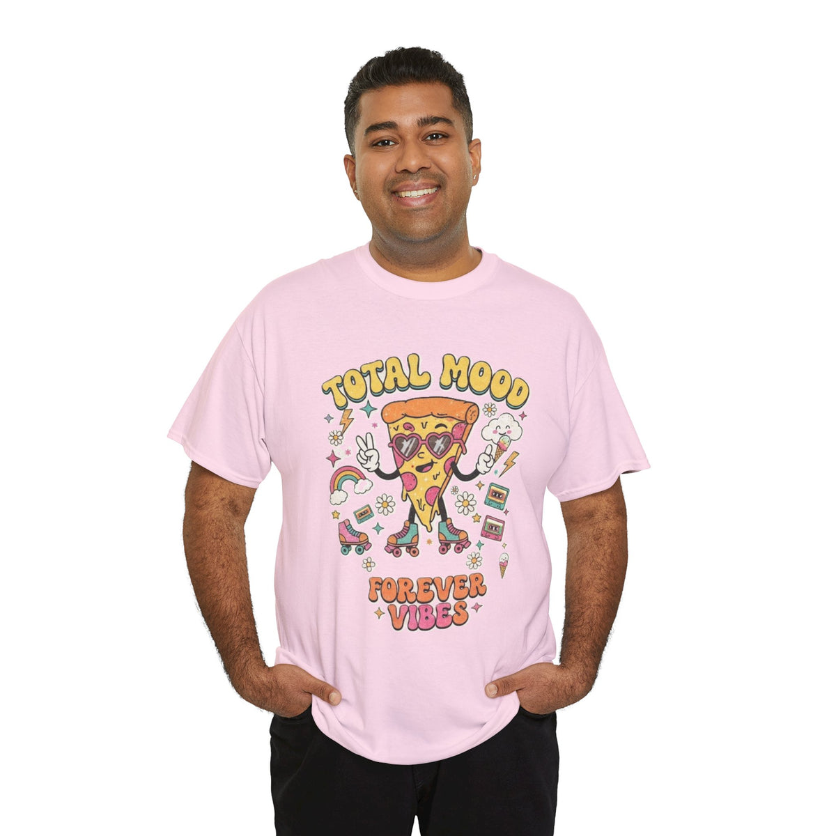 Total Mood Pizza Slice Tee | Forever Vibes retro skateboard graphics