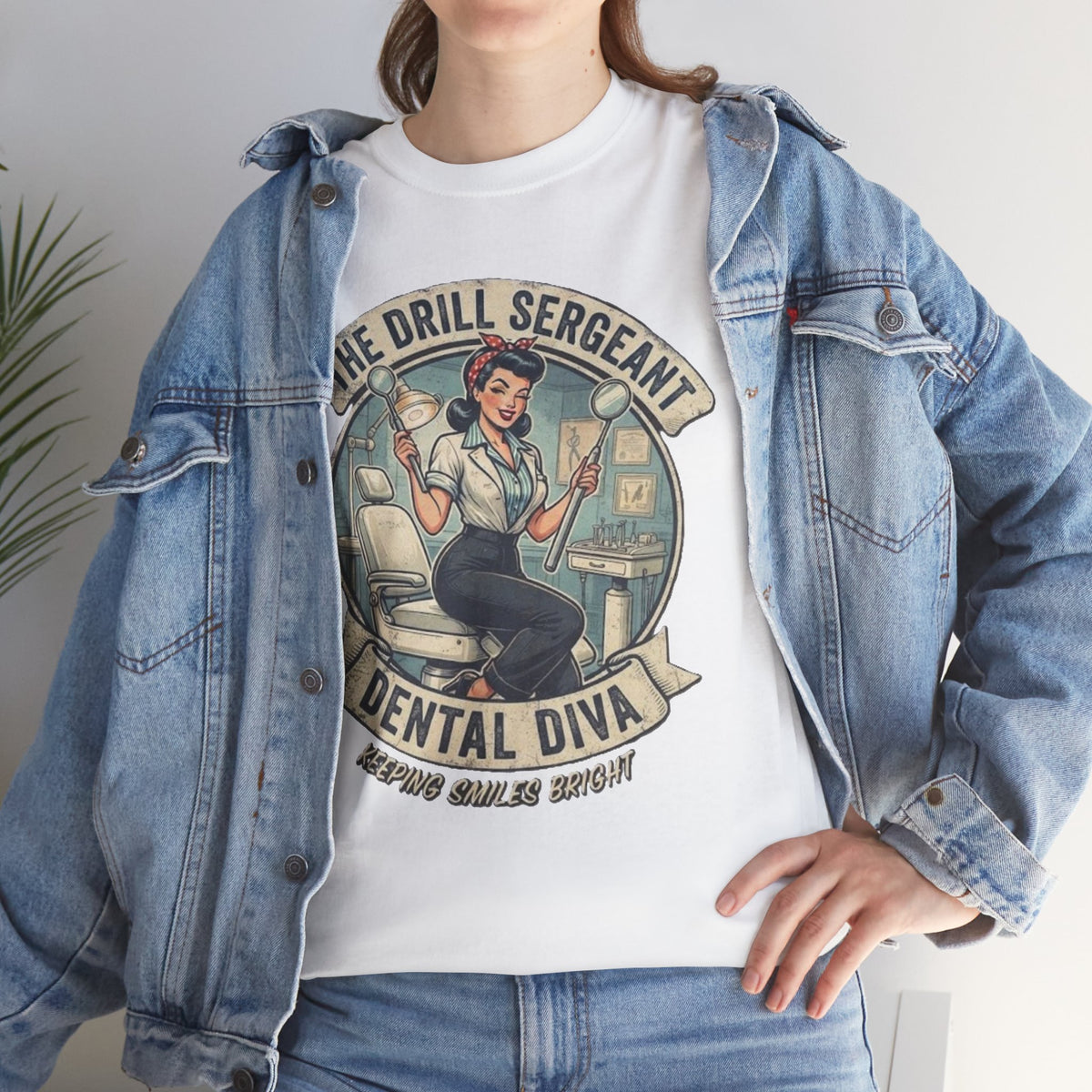 Drill Sergeant Dental Diva T-Shirt | Retro Pinup Dentist Graphic
