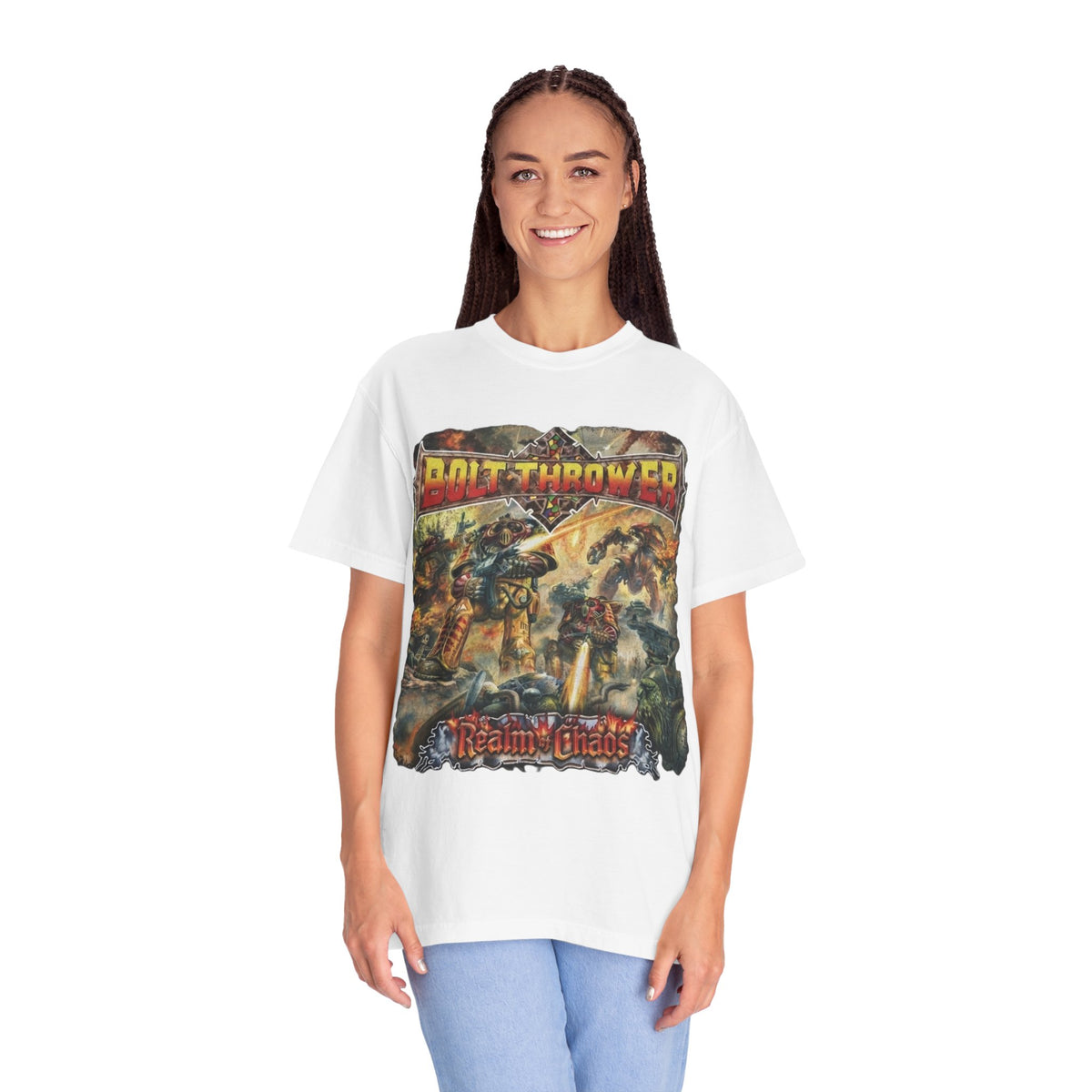 Camiseta con el arte del álbum Realm of Chaos de Bolt Thrower | Camiseta de banda británica de death metal