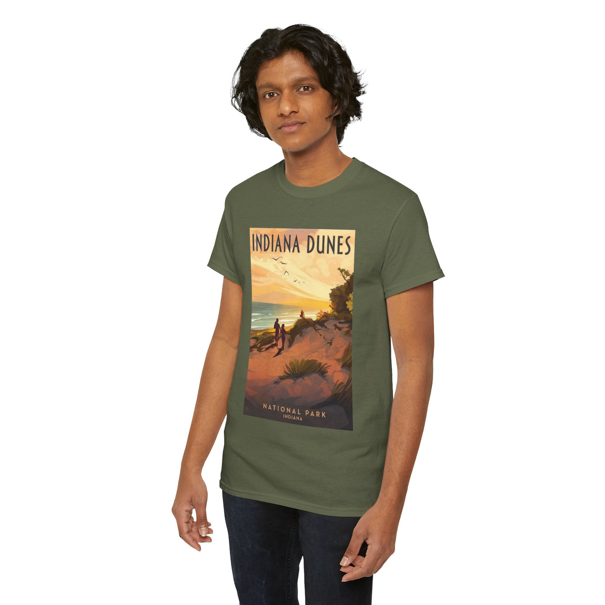 Camiseta de póster vintage del atardecer en el Parque Nacional Indiana Dunes | Camiseta de naturaleza de parques nacionales