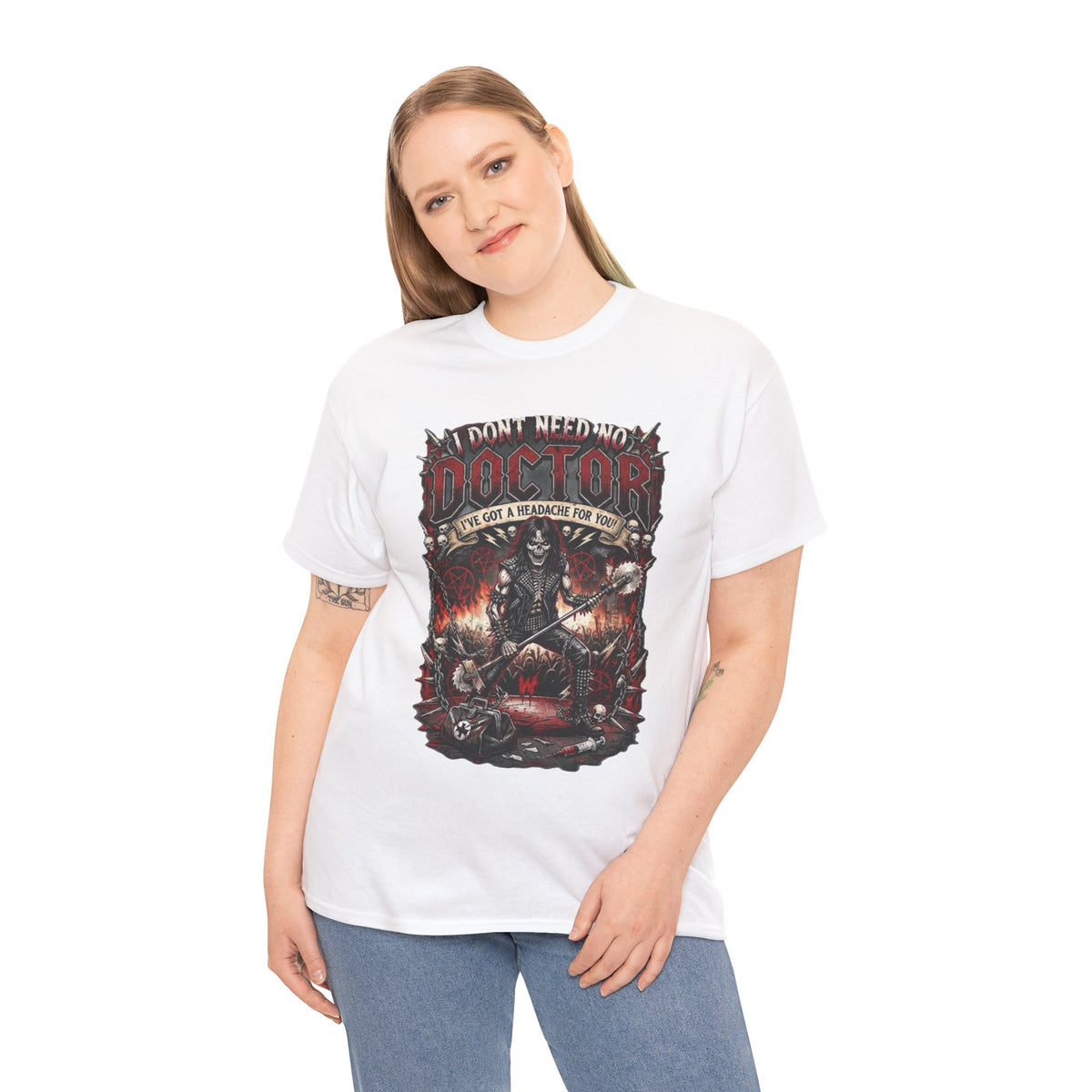 T-shirt illustration I Don't Need No Doctor | Thème médical horreur gothique
