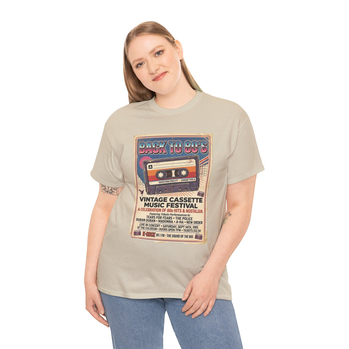 Camiseta del festival de música de casetes vintage "Back to 80s" | Póster retro de cinta