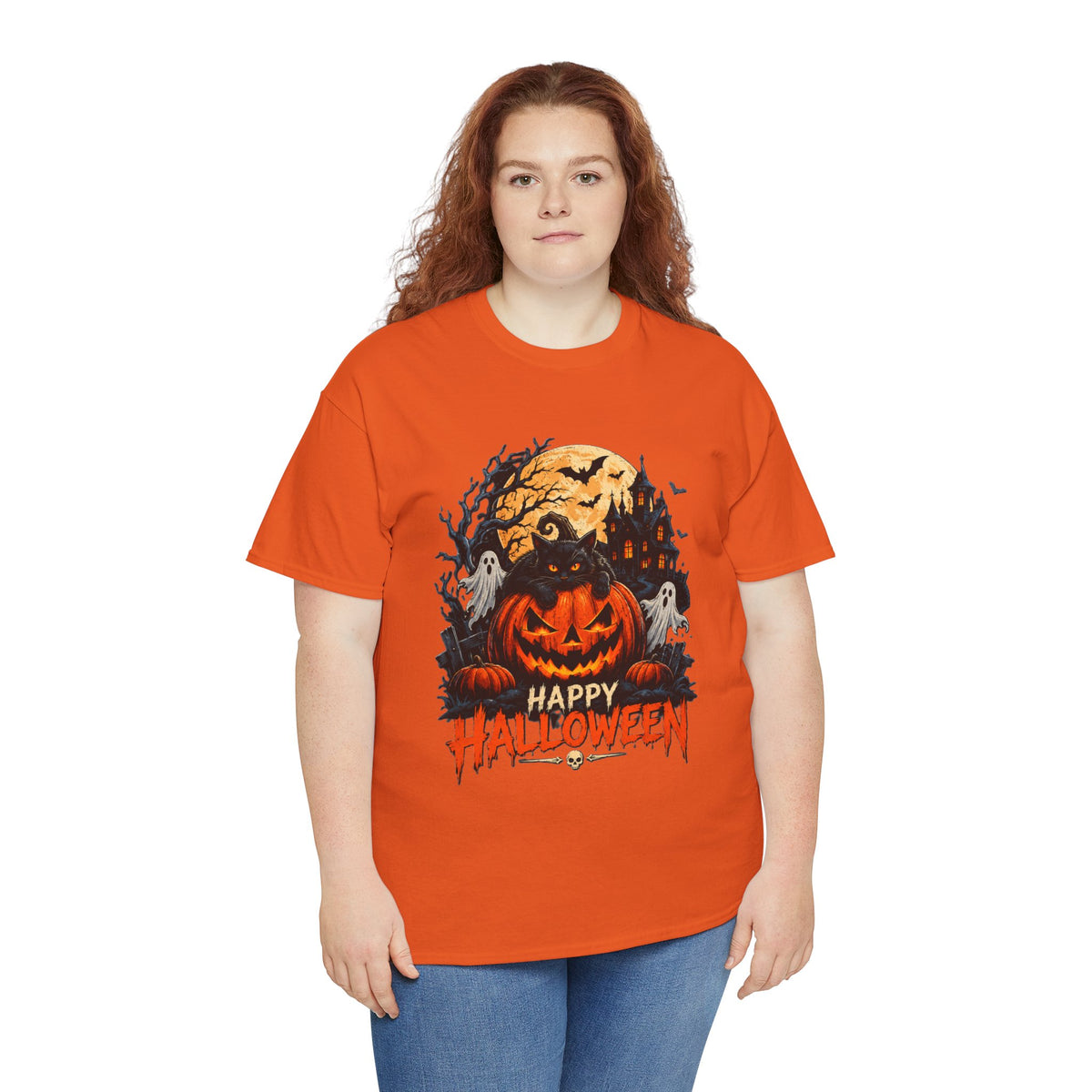 Camiseta de Halloween con calabaza Jack-o'-Lantern | Fantasmas espeluznantes, luna llena