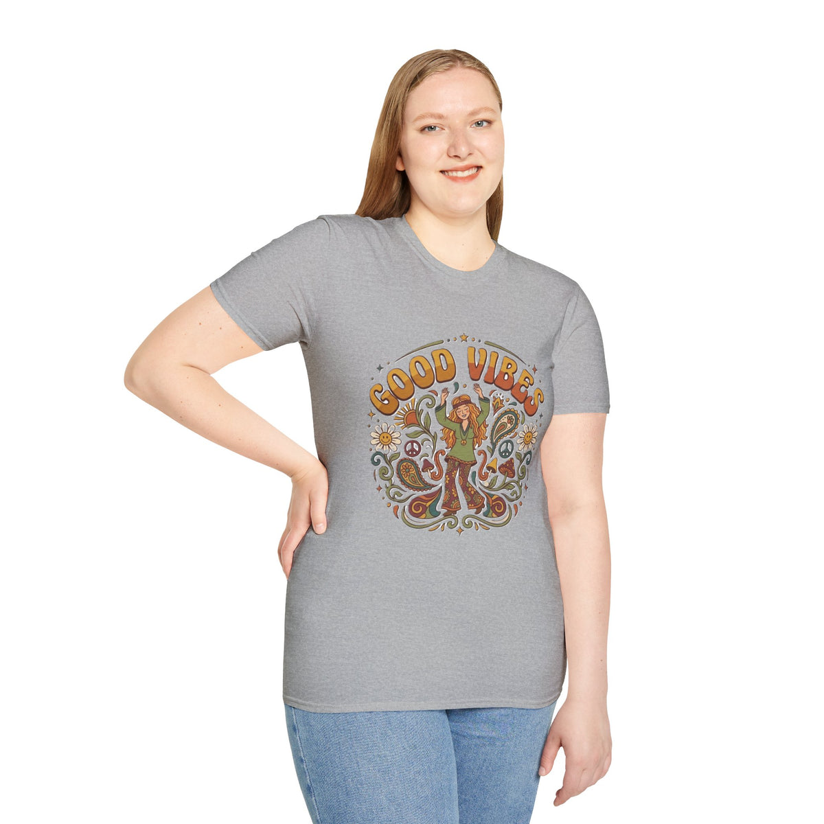 Good Vibes Hippie Flower Power T-Shirt | Retro 70s Peace Design