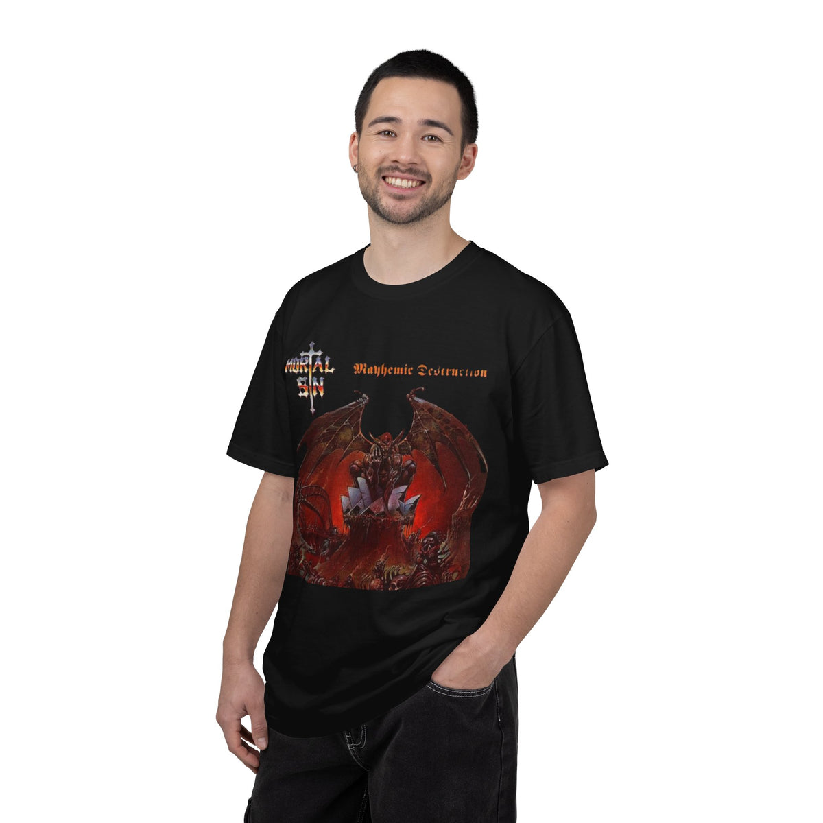 Mortal Sin Mayhemic Destruction Album Cover T-shirt | Australian Thrash Metal Band Tee