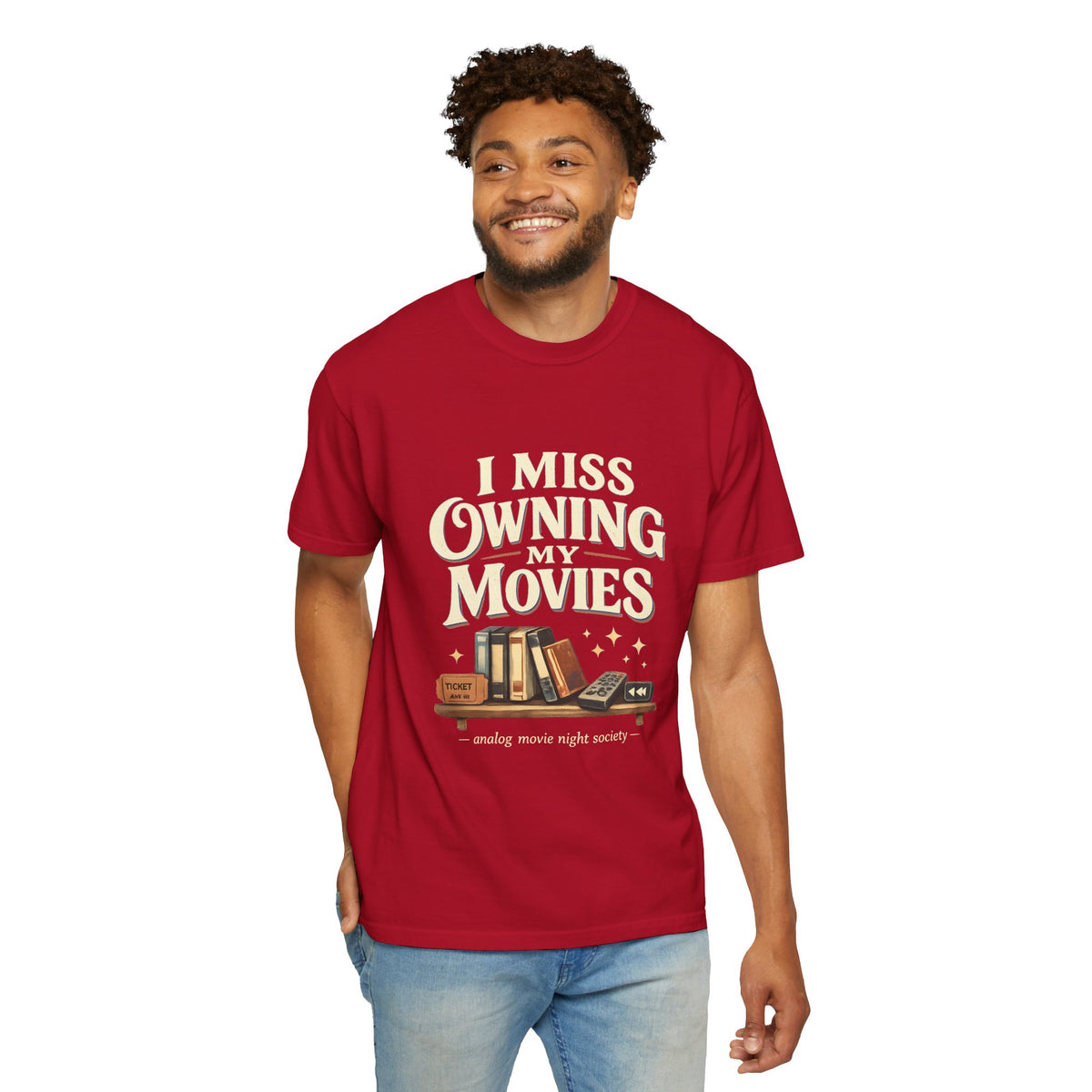 Camiseta "I Miss Owning My Movies", Camiseta vintage de noche de cine, Regalo para amantes de VHS y DVD, Camiseta para coleccionistas de cine, Camiseta de la sociedad de noche de cine analógico