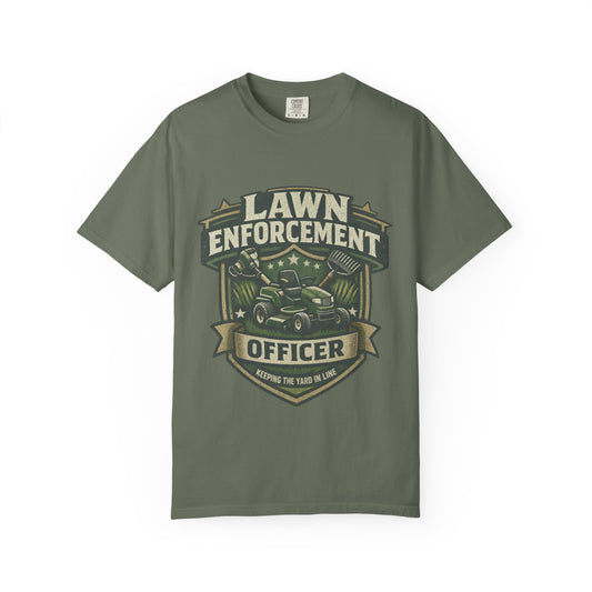 Lawn Enforcement Officer Shirt, Comfort Colors Tee, Funny Lawn Mower Dad Shirt, Yard Work Gift for Dad, Fathers Day Handyman Tee