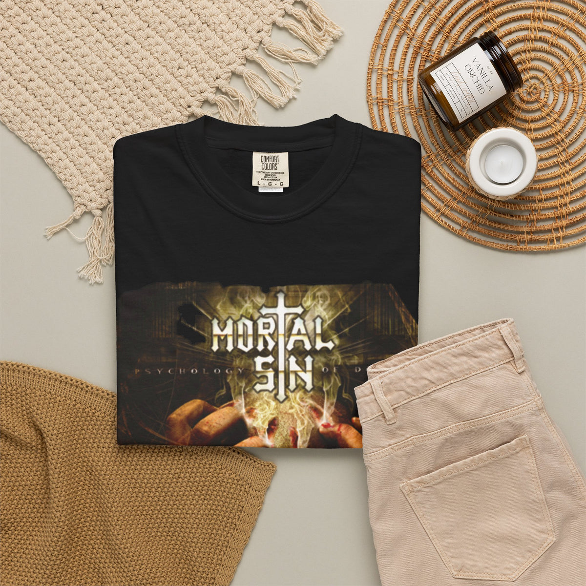 Camiseta con la portada del álbum Mortal Sin Psychology of Death | Arte de álbum de thrash metal de la vieja escuela australiano