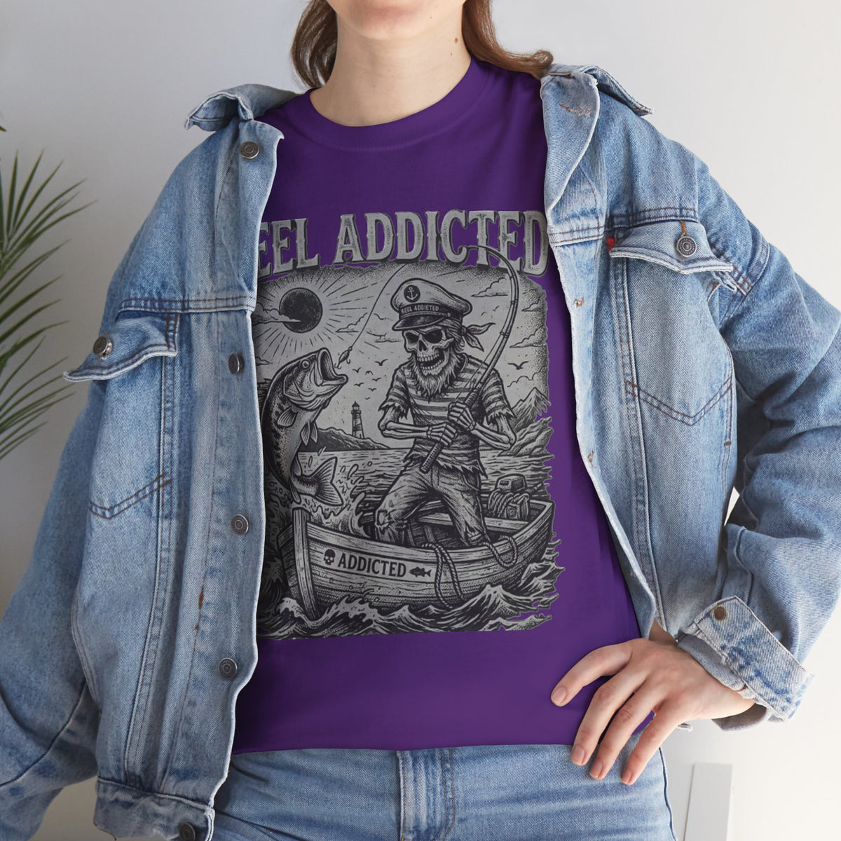 Camiseta de pescador y barco de pesca Reel Addicted