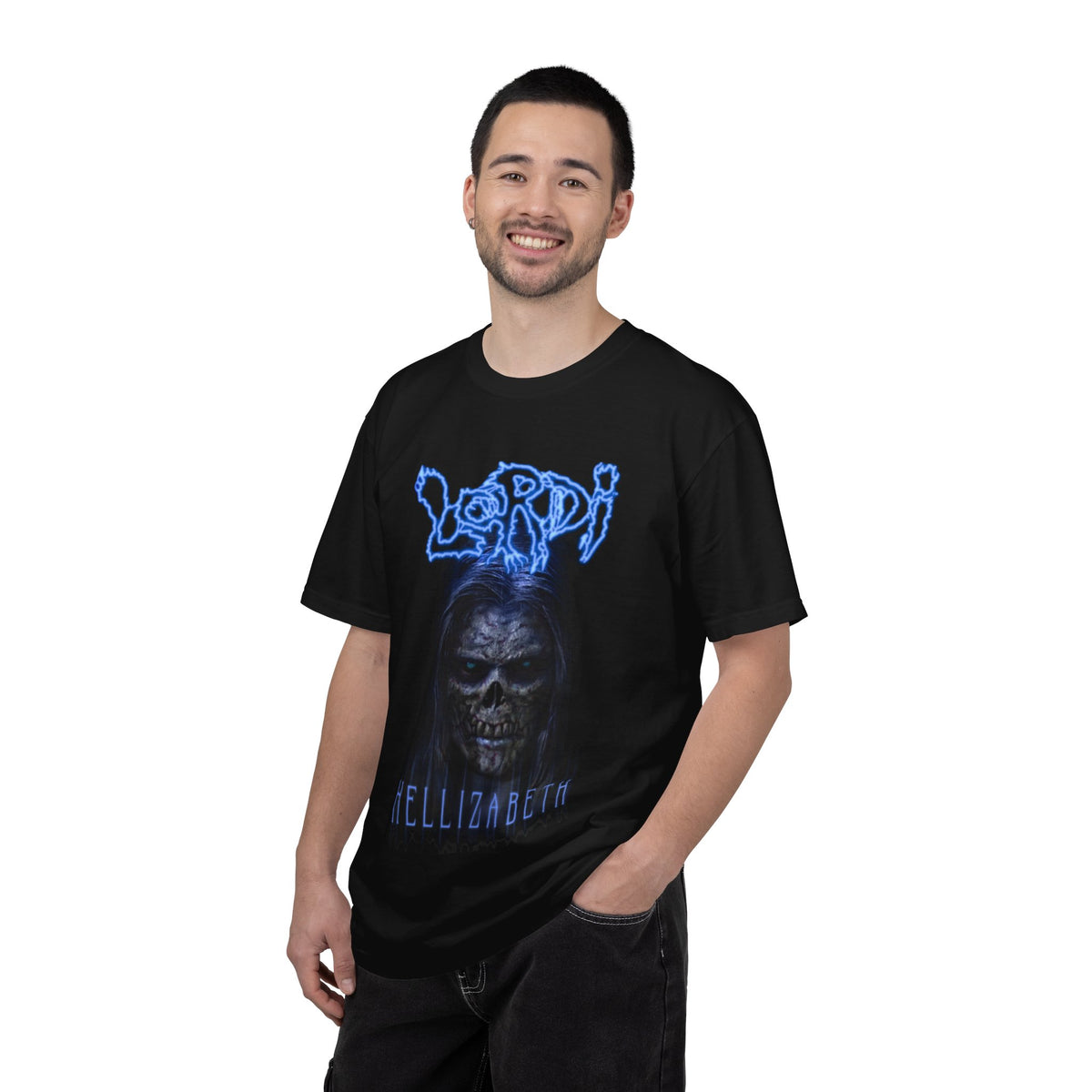Lordi Hellizabeth skull horror tee | Blue Lordi logo T-Shirt
