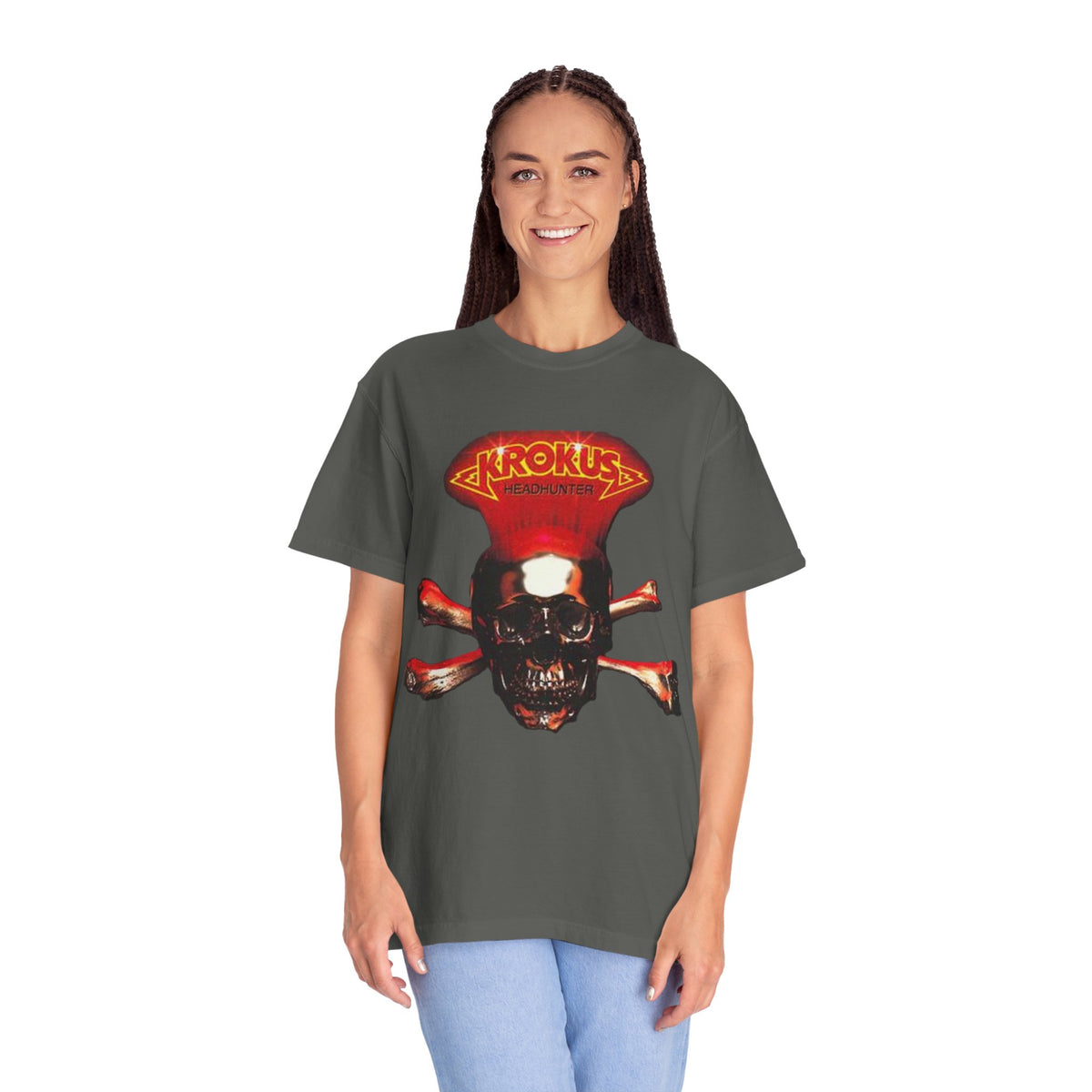 T-shirt Krokus tête de mort avec tibias croisés | T-shirt vintage de groupe de rock