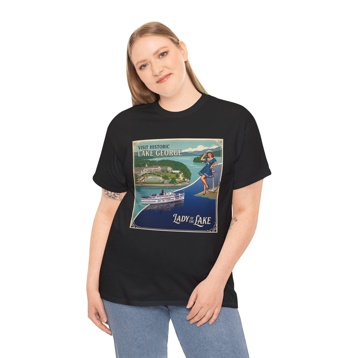 Lake George Upstate NY National / Lady of the Lake vintage poster T-Shirt | Lake George pin up