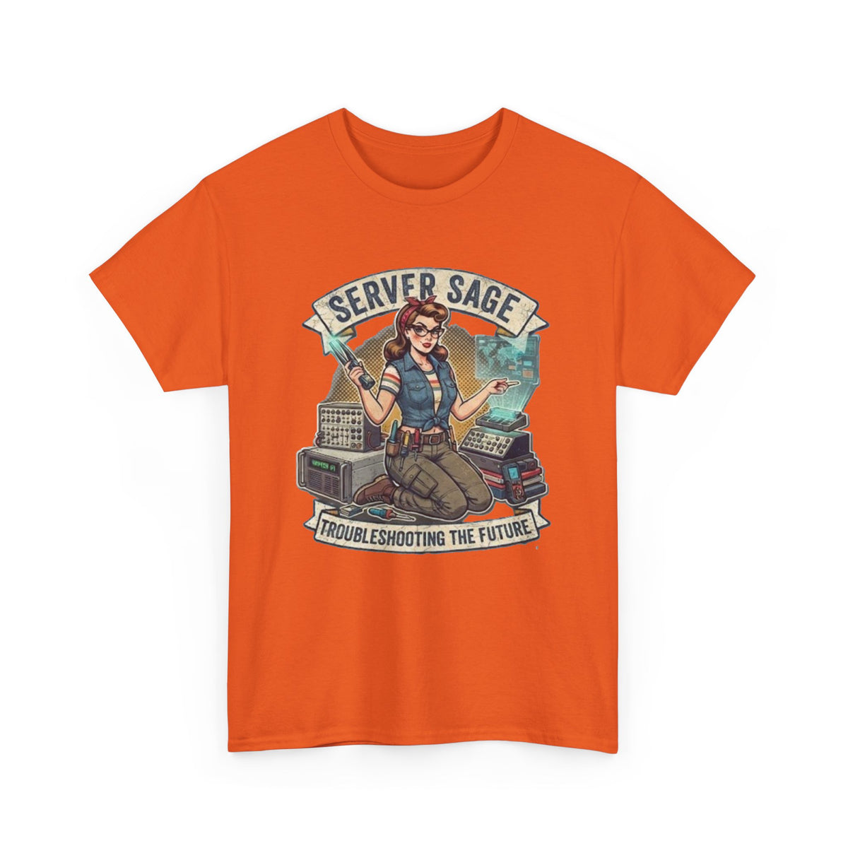 Server Sage Troubleshooting the Future T-Shirt | IT Technician Retro Tech Shirt