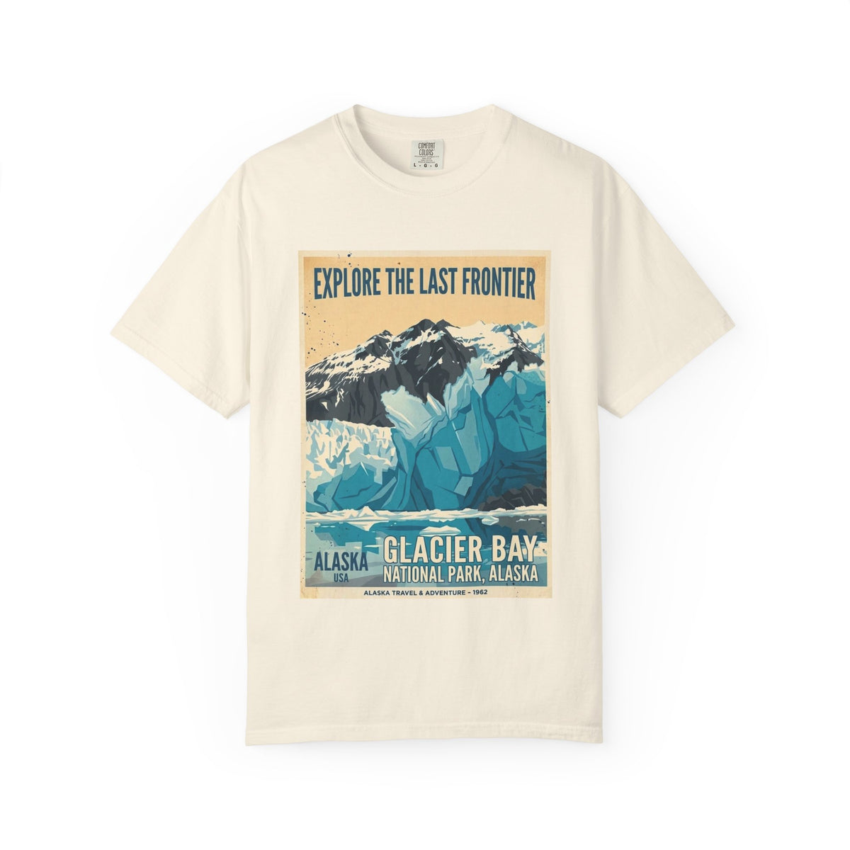 Camiseta con póster del Parque Nacional de la Bahía de los Glaciares | Camiseta de viaje a Alaska