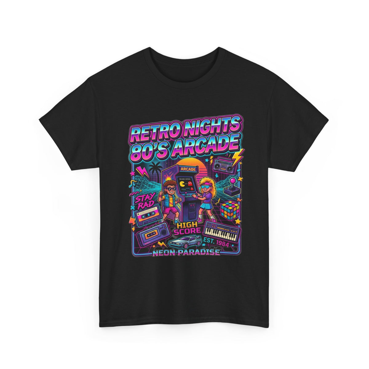 Retro Nights 80s Arcade Tee | Vaporwave Neon Gaming Graphic Shirt