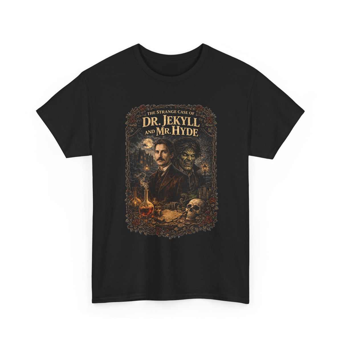 Dr. Jekyll and Mr. Hyde Gothic Portrait Tee | Classic Horror Novel Artwork