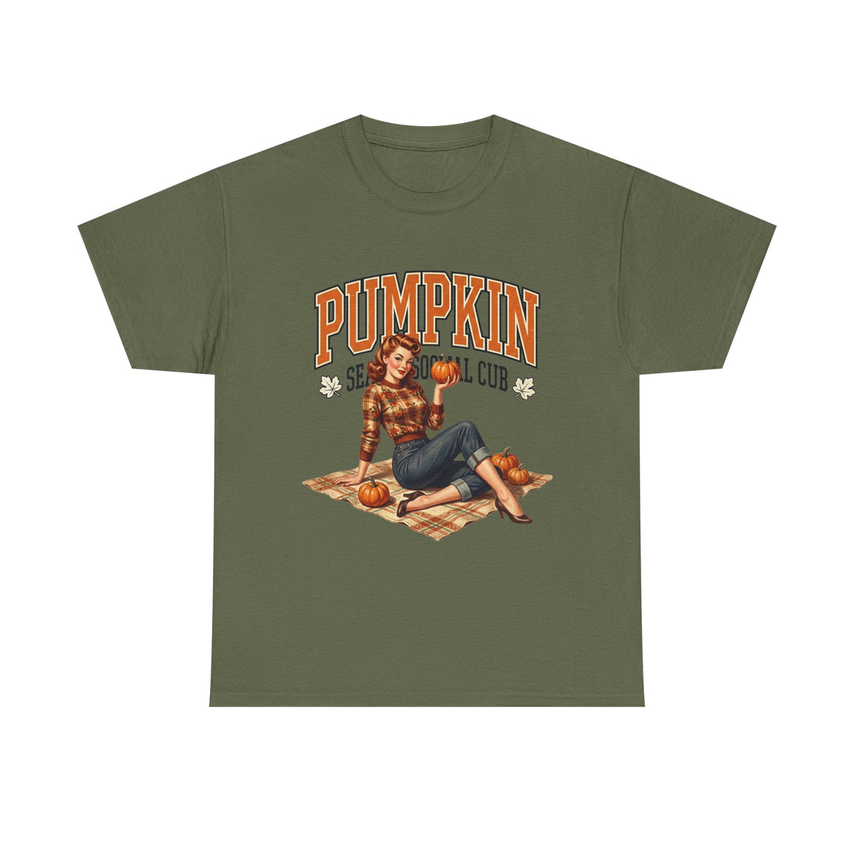 Pumpkin Seasonal Pinup Tee | Fall Pumpkin Patch Retro Graphic